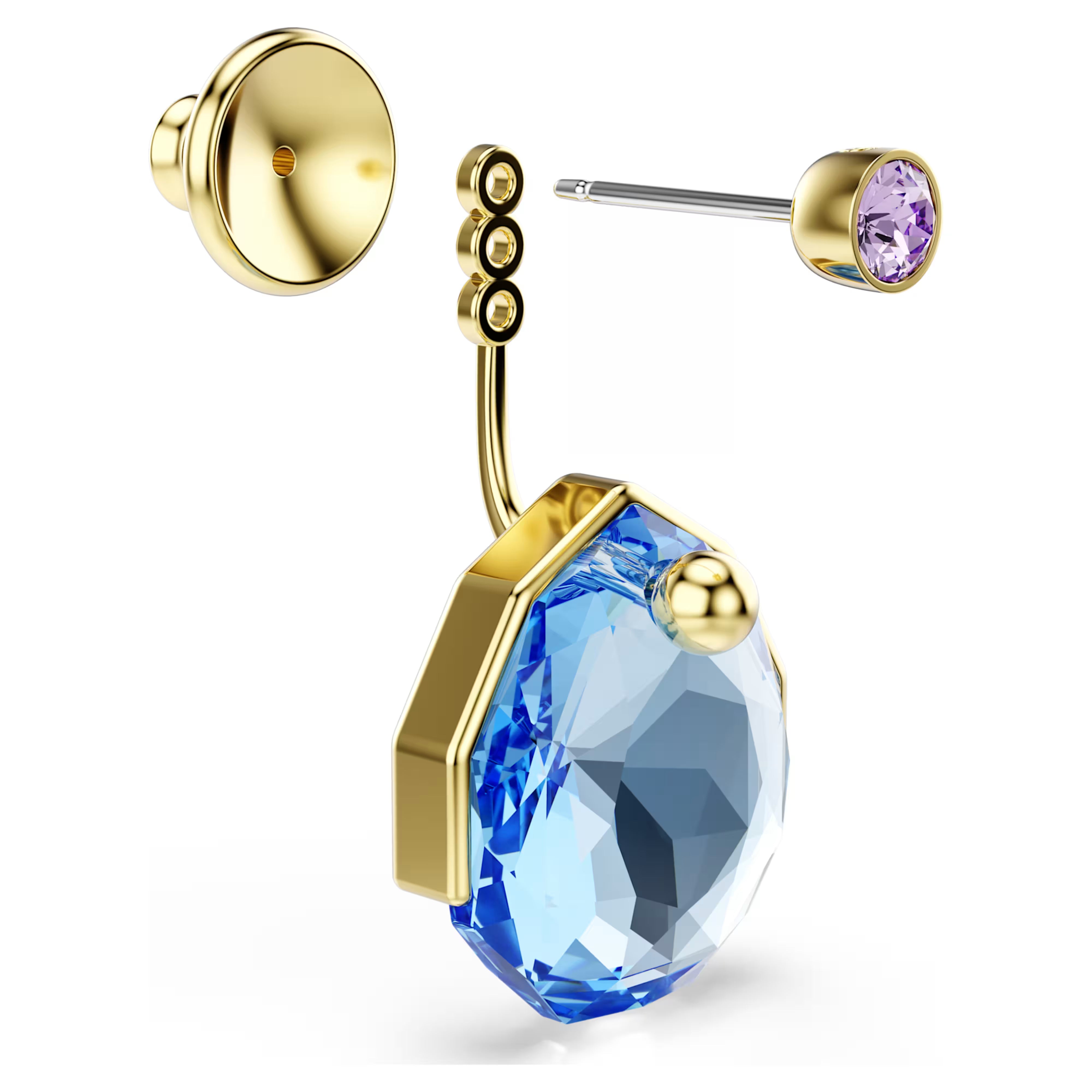 Boucles d’oreilles Swarovski – Gema – Bleues & Doré vue 3