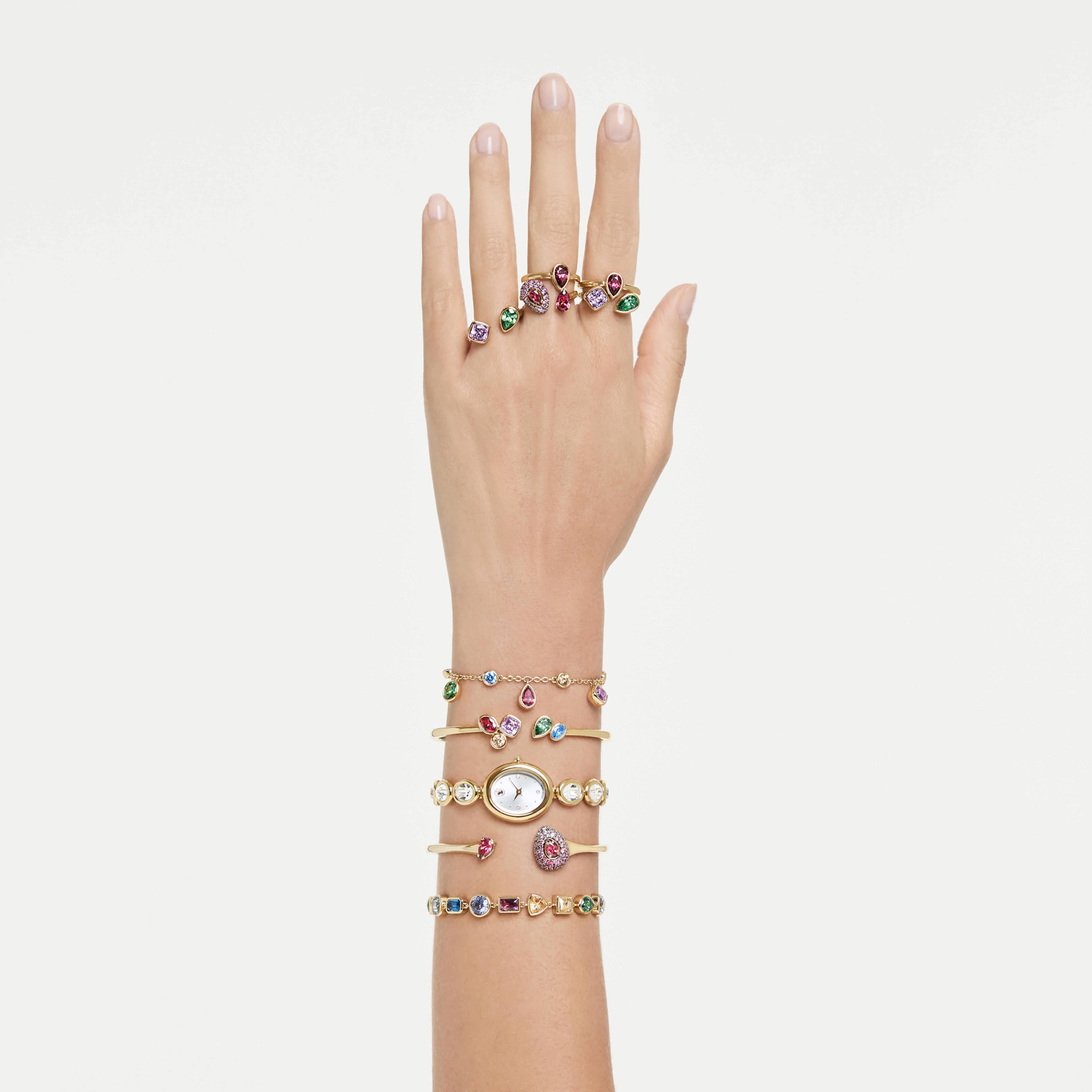 Pulseira Swarovski - Imber Organic - Multicolor e Dourada (S) em um manequim