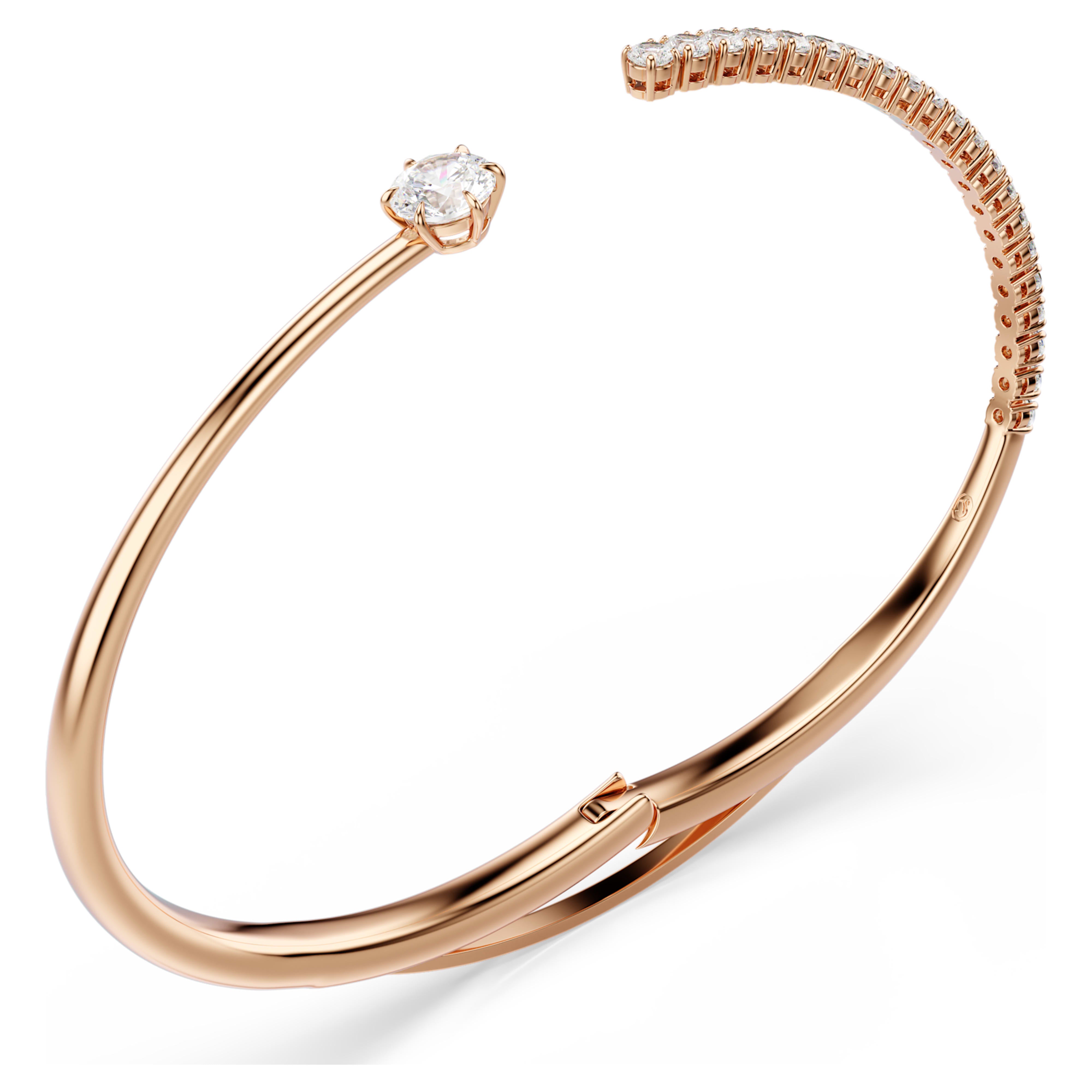 Bracelet Jonc Swarovski - Matrix Crash - Ouvert - Blanc & Doré Rosé (M) vue 3