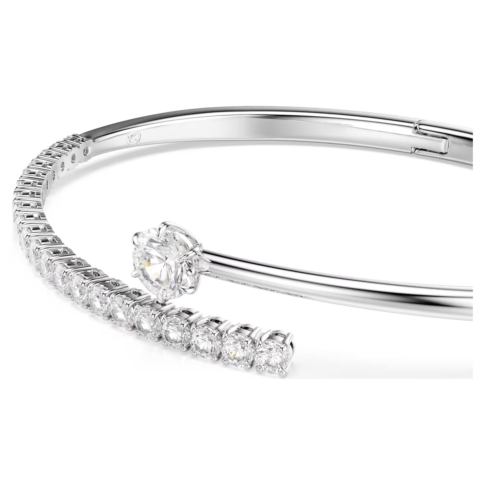Náramek Swarovski Bangle - Matrix Crash - White & Silver (L)