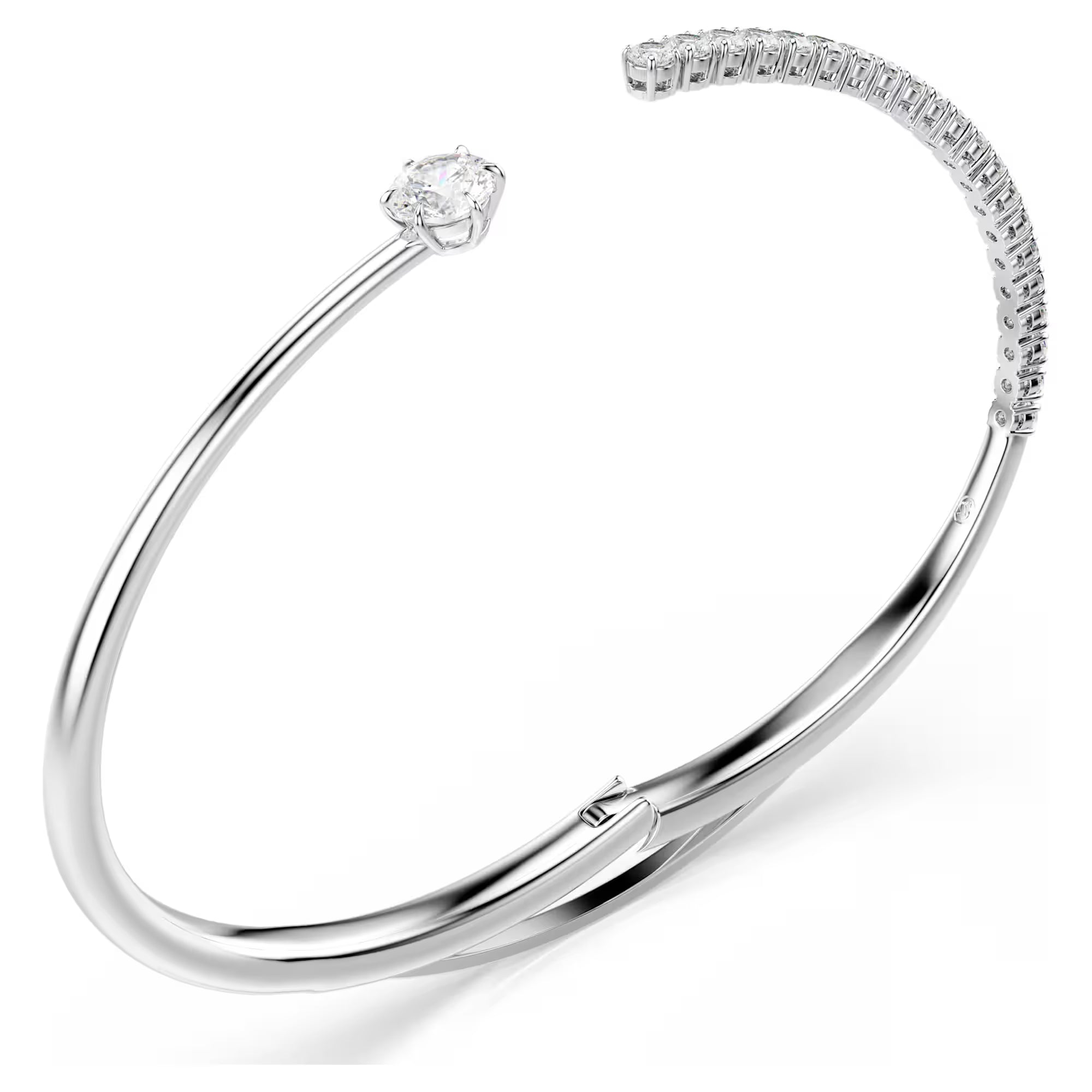 Náramek Swarovski Bangle - Matrix Crash - White & Silver (L)