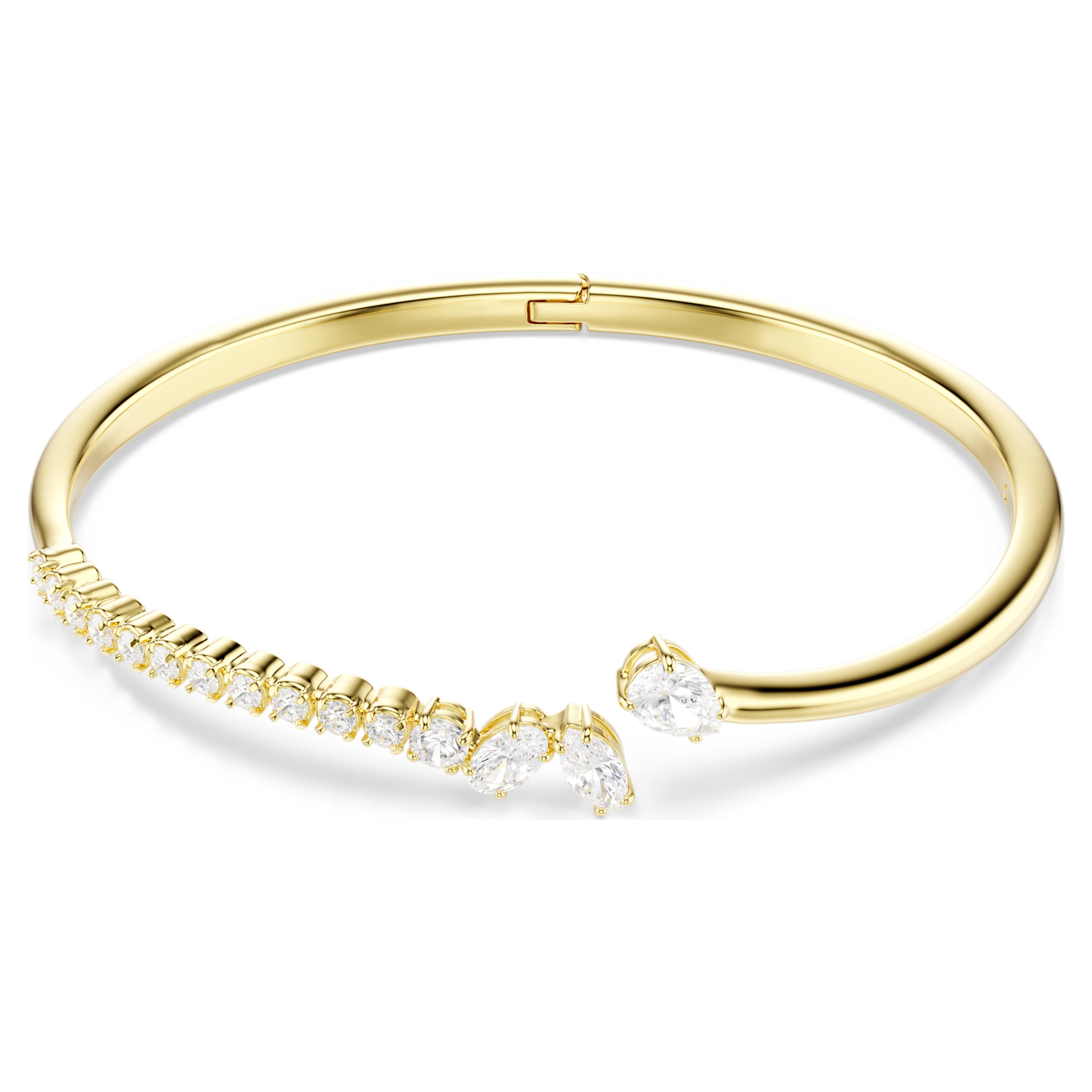 Bracelet Jonc Swarovski - Mesmera Attract - Ouvert - Blanc & Doré (M)