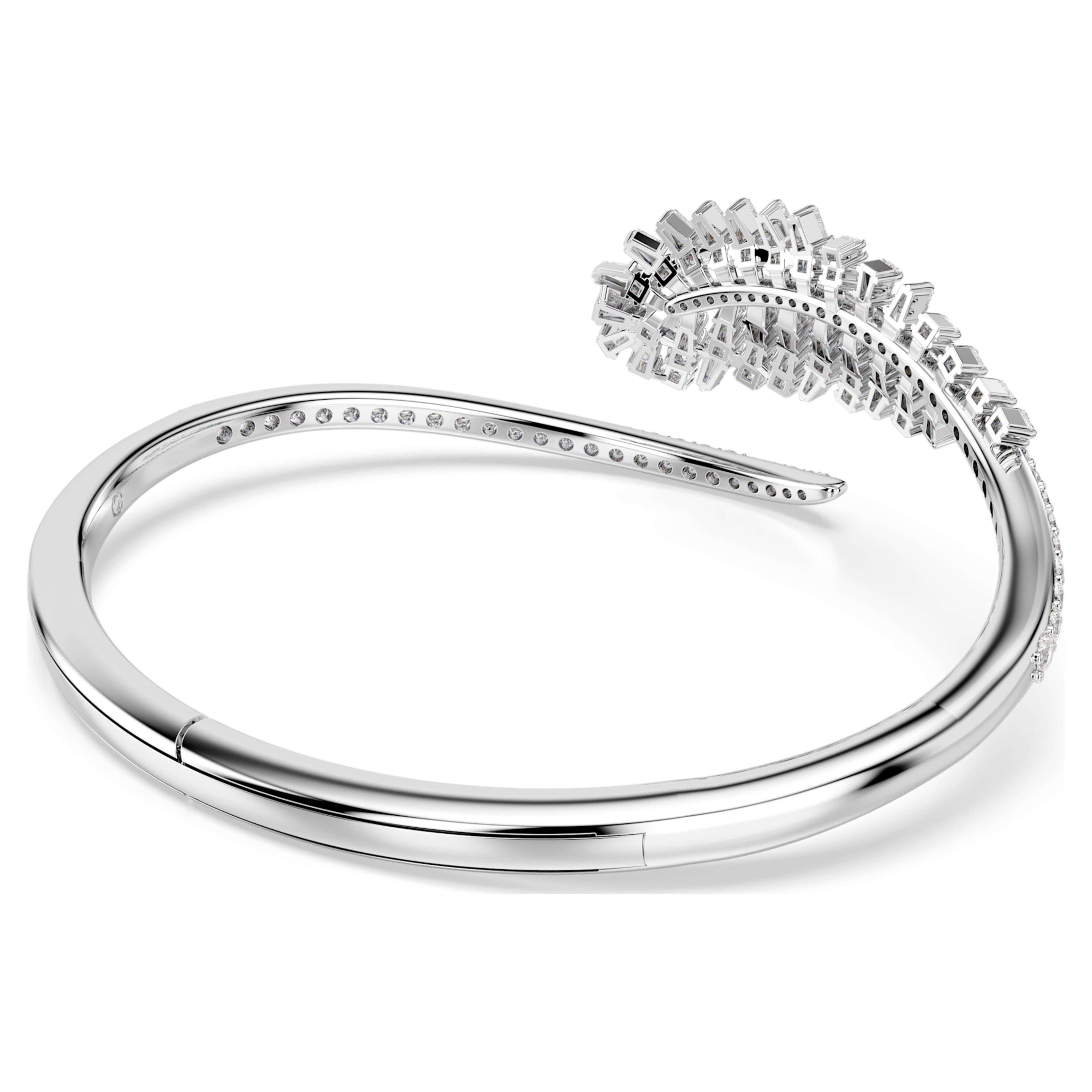 Bracciale rigido Swarovski - Piuma di Vienna - Bianco e argento (L) vista 4
