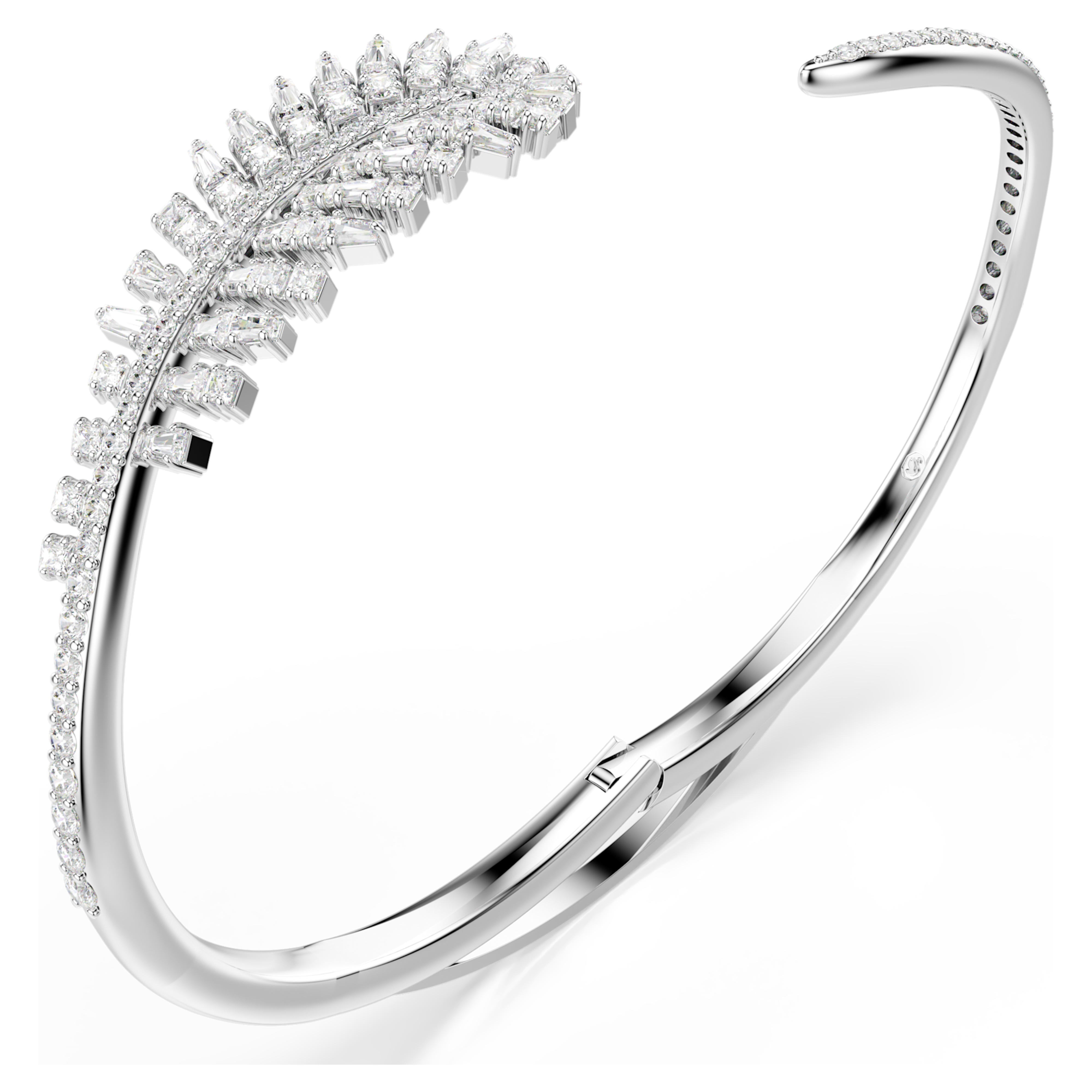 Bracciale rigido Swarovski - Piuma di Vienna - Bianco e argento (L) vista 3