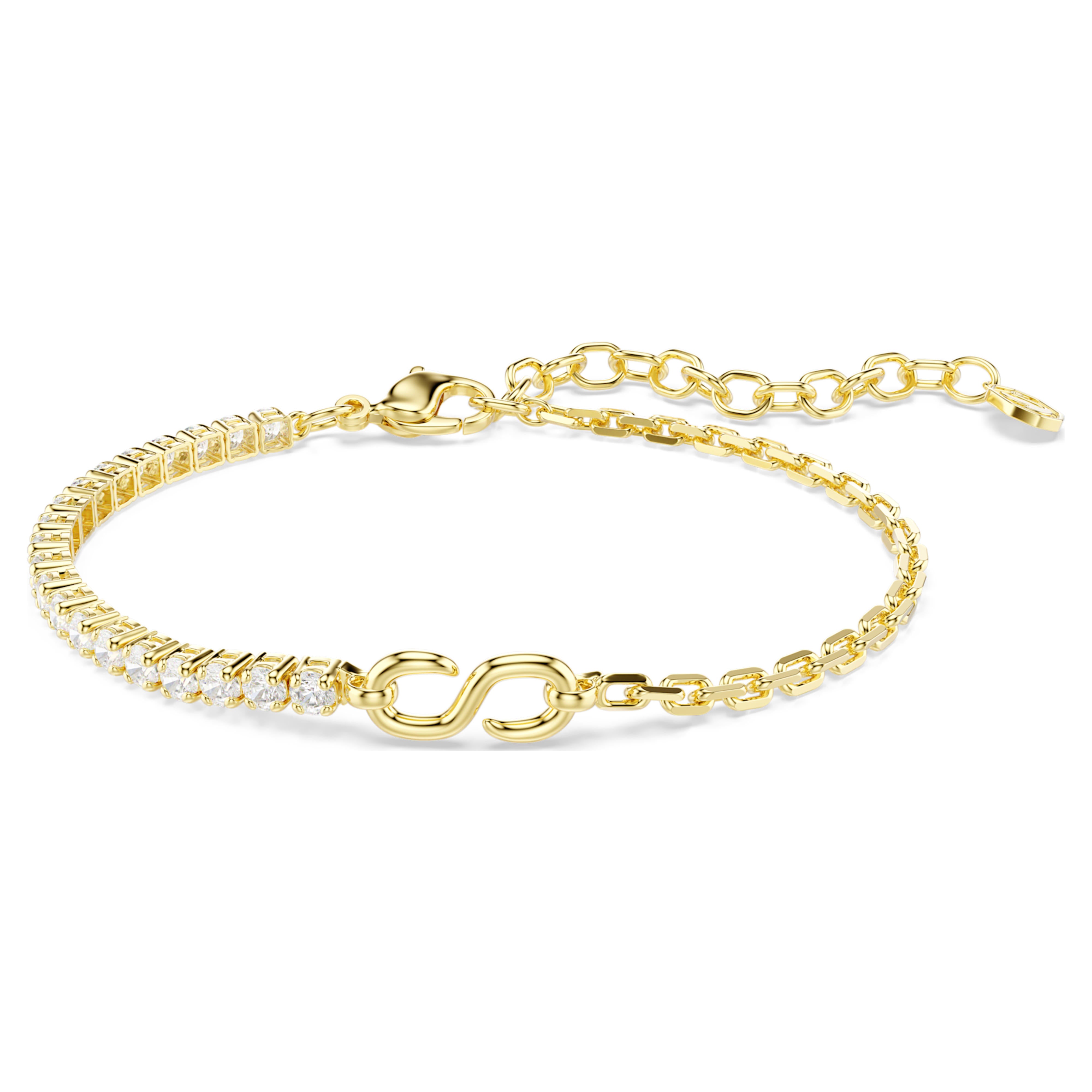 Bracelet Swarovski - Matrix Tennis - Chaîne - Blanc & Doré
