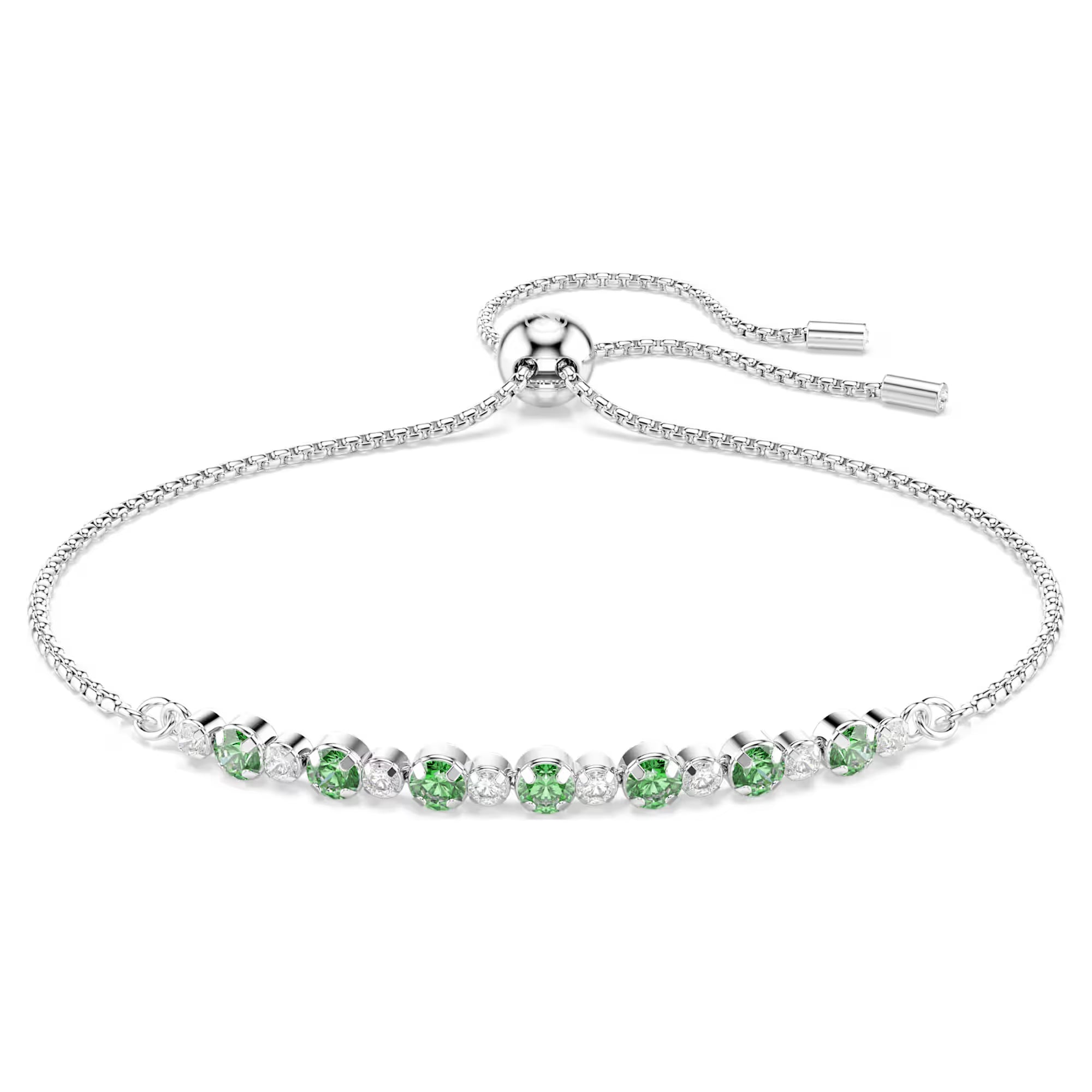 Swarovski Bileklik - Matrix Tennis - Yeşil & Gümüş