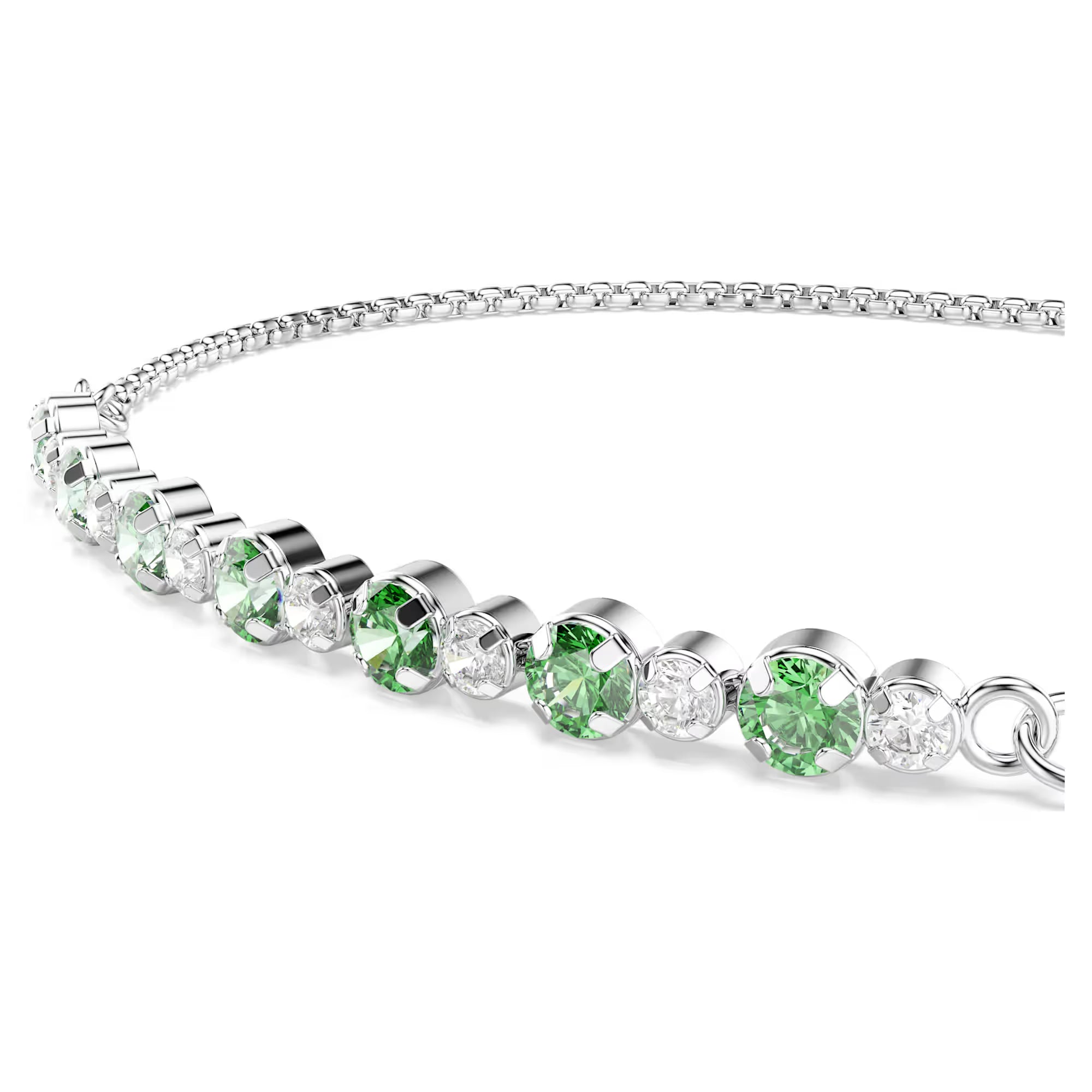 Swarovski Bileklik - Matrix Tennis - Yeşil & Gümüş