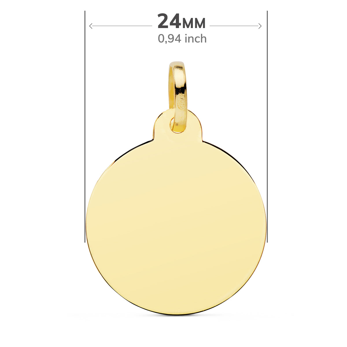 Plaque Plaquée Or Jaune 18K Disque Lisse et Brillant 24 mm