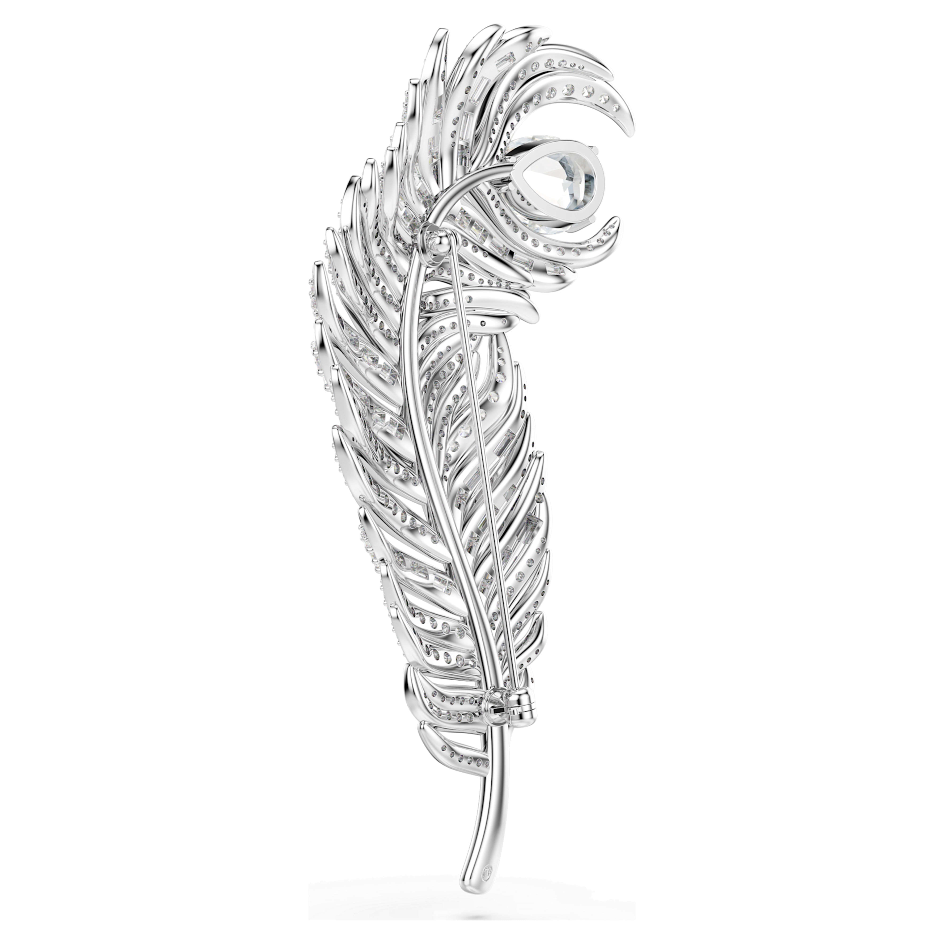 Broche Swarovski - Vienna Feather - Blanc & Argenté vue 4