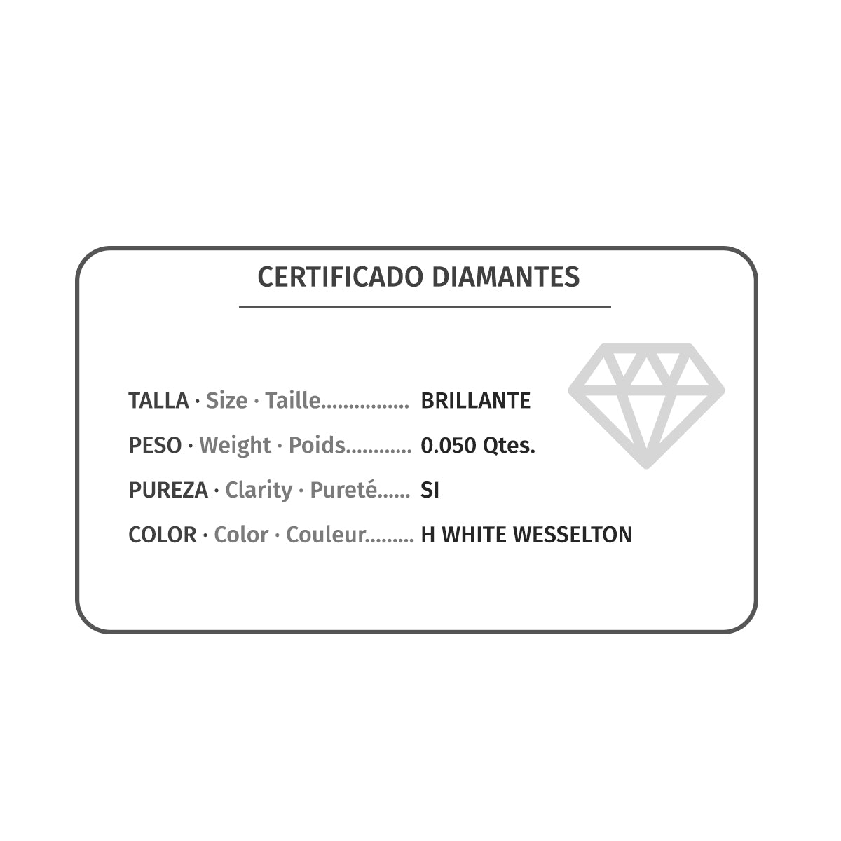 Gargantilla en Oro Blanco 18K Chaton 6 mm Diamante Natural 0.050 Cts Cadena H-si 42CM