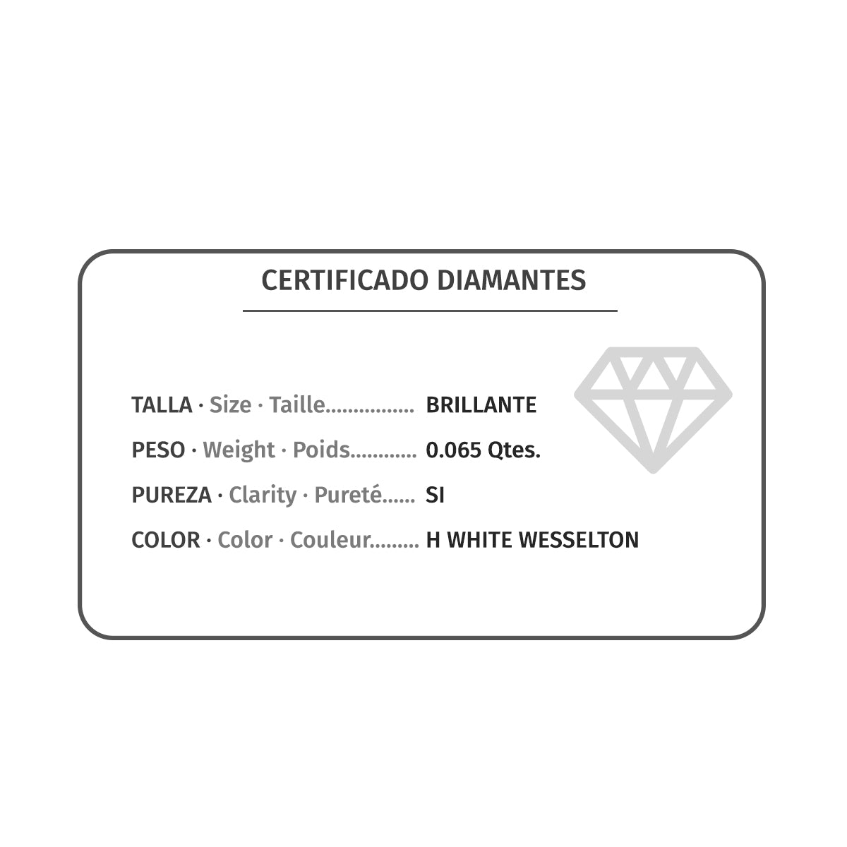 Pendentif Chaton en Or Blanc 18K 6 mm Diamant Naturel Taille Brillant 0.065 Cts Si-h