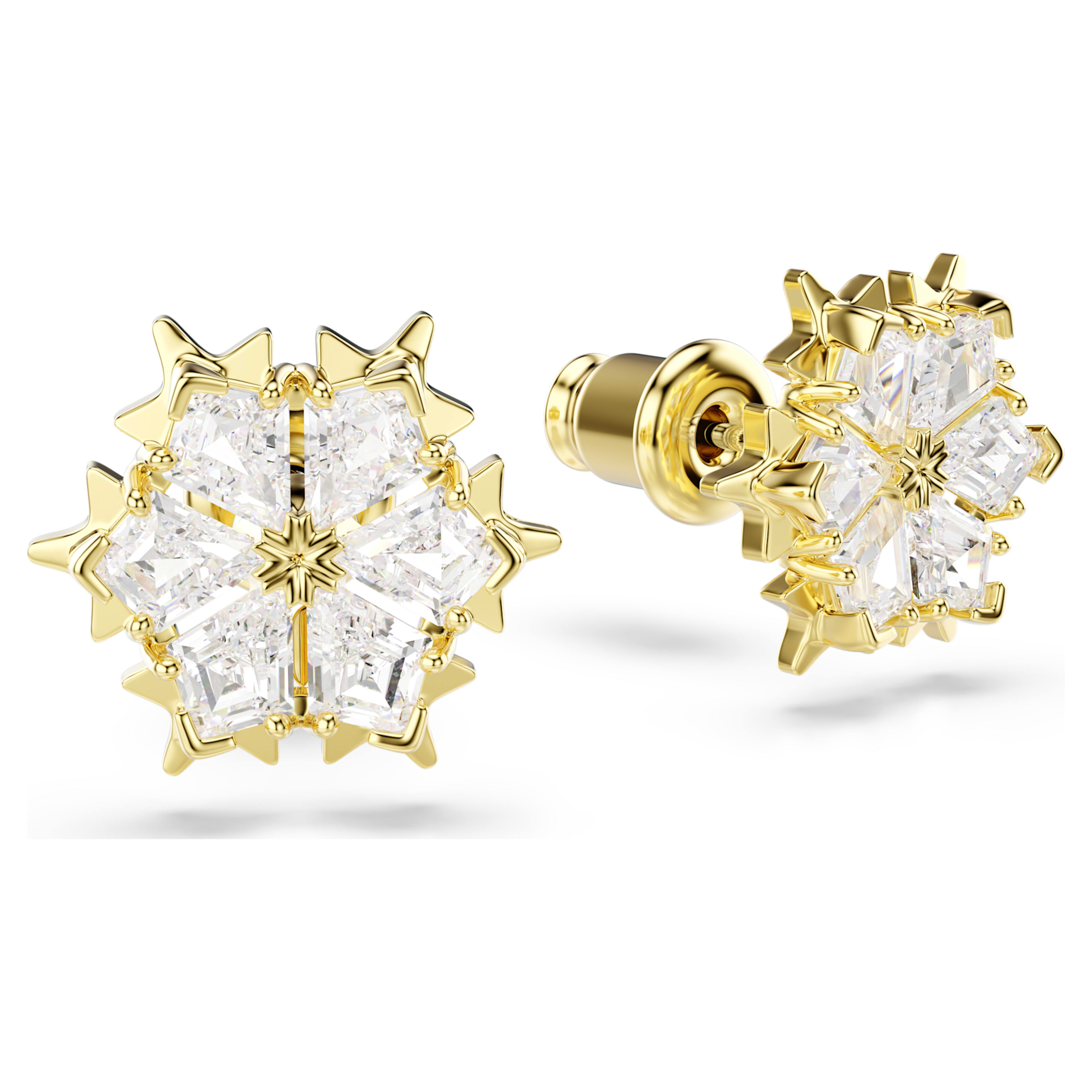 Boucles d'oreilles Swarovski - Magic - Blanc & Doré vue 3