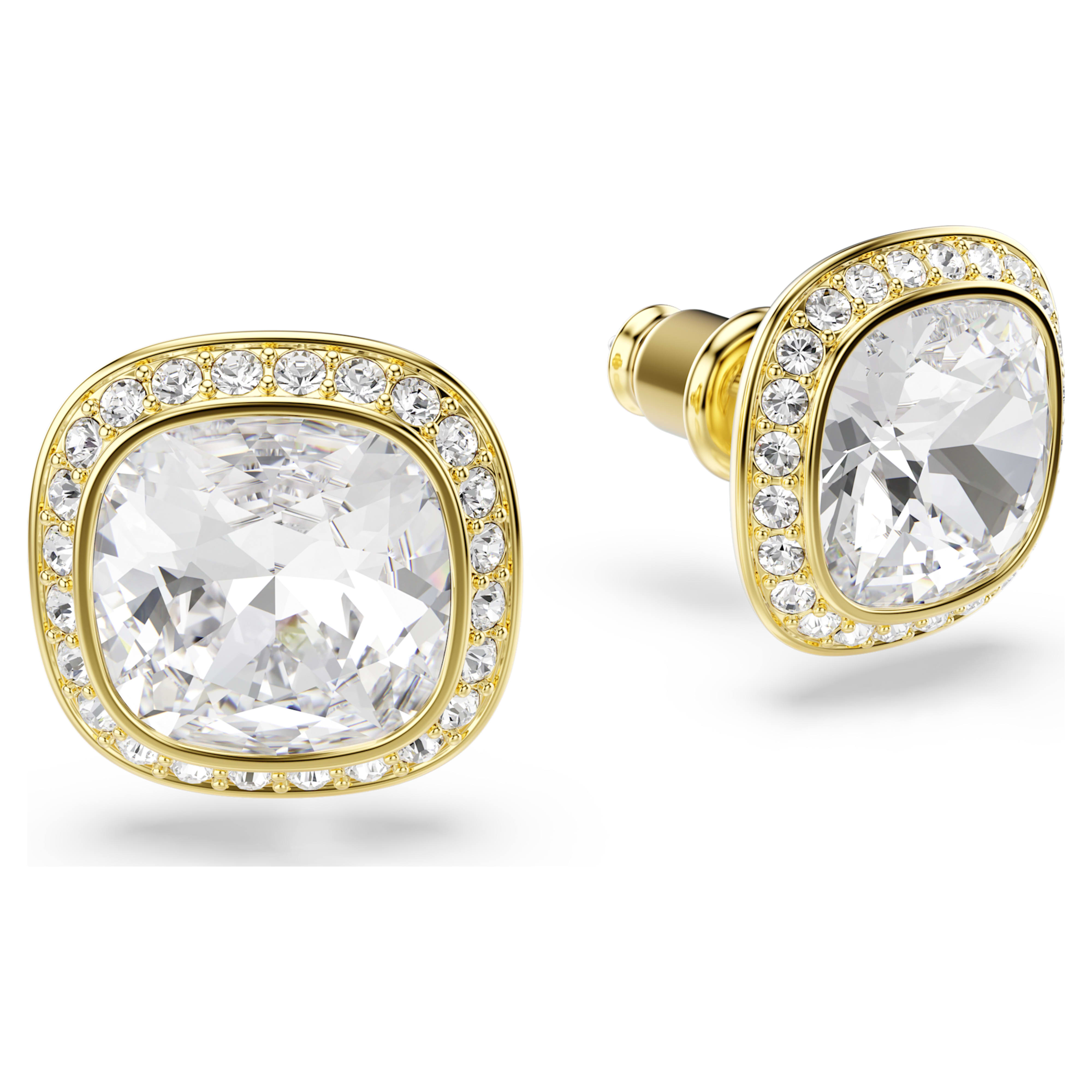 Swarovski Earrings - Una Angelic Cushion - Cushion - Colorless & Gold view 3