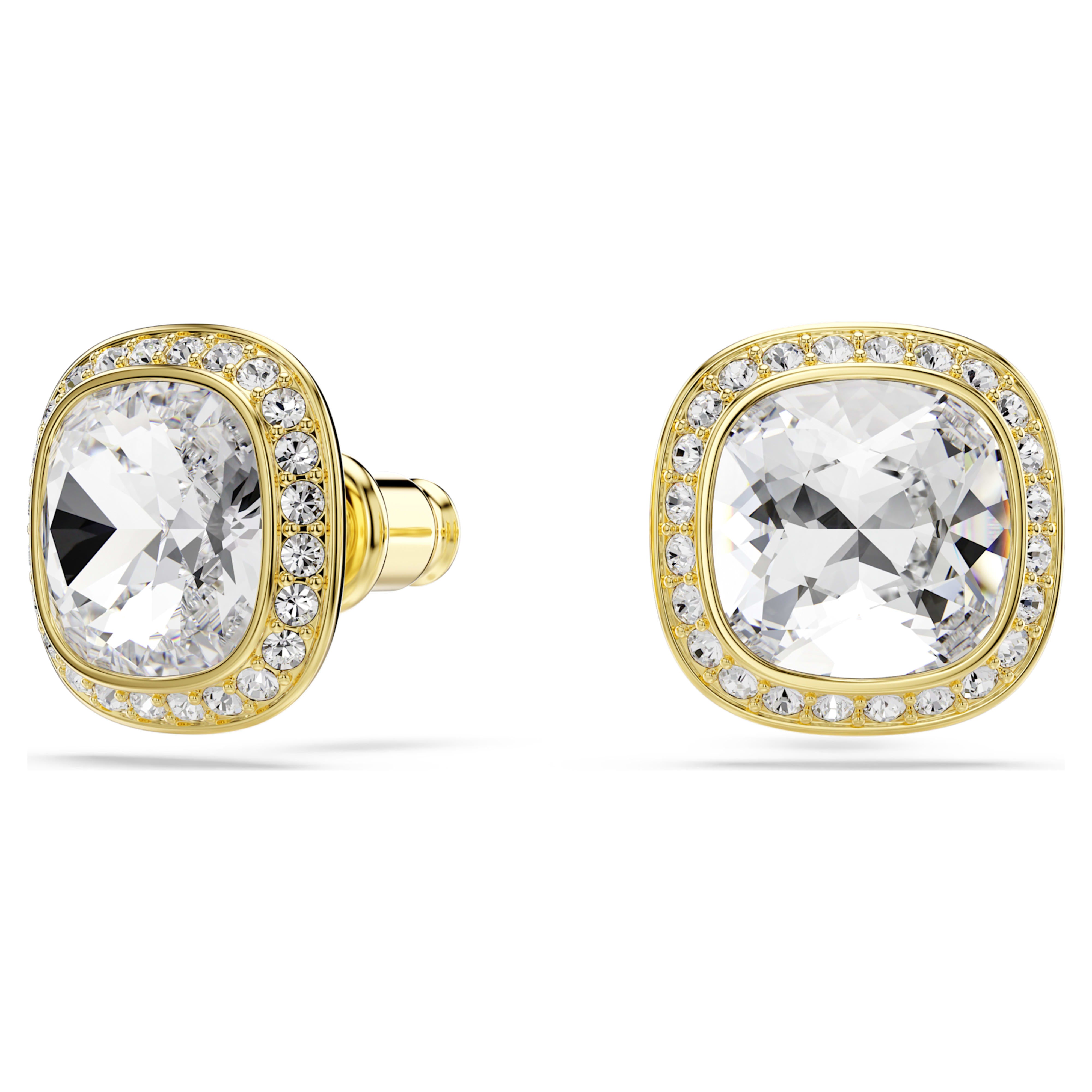 Swarovski Earrings - Una Angelic Cushion - Cushion - Colorless & Gold view 5