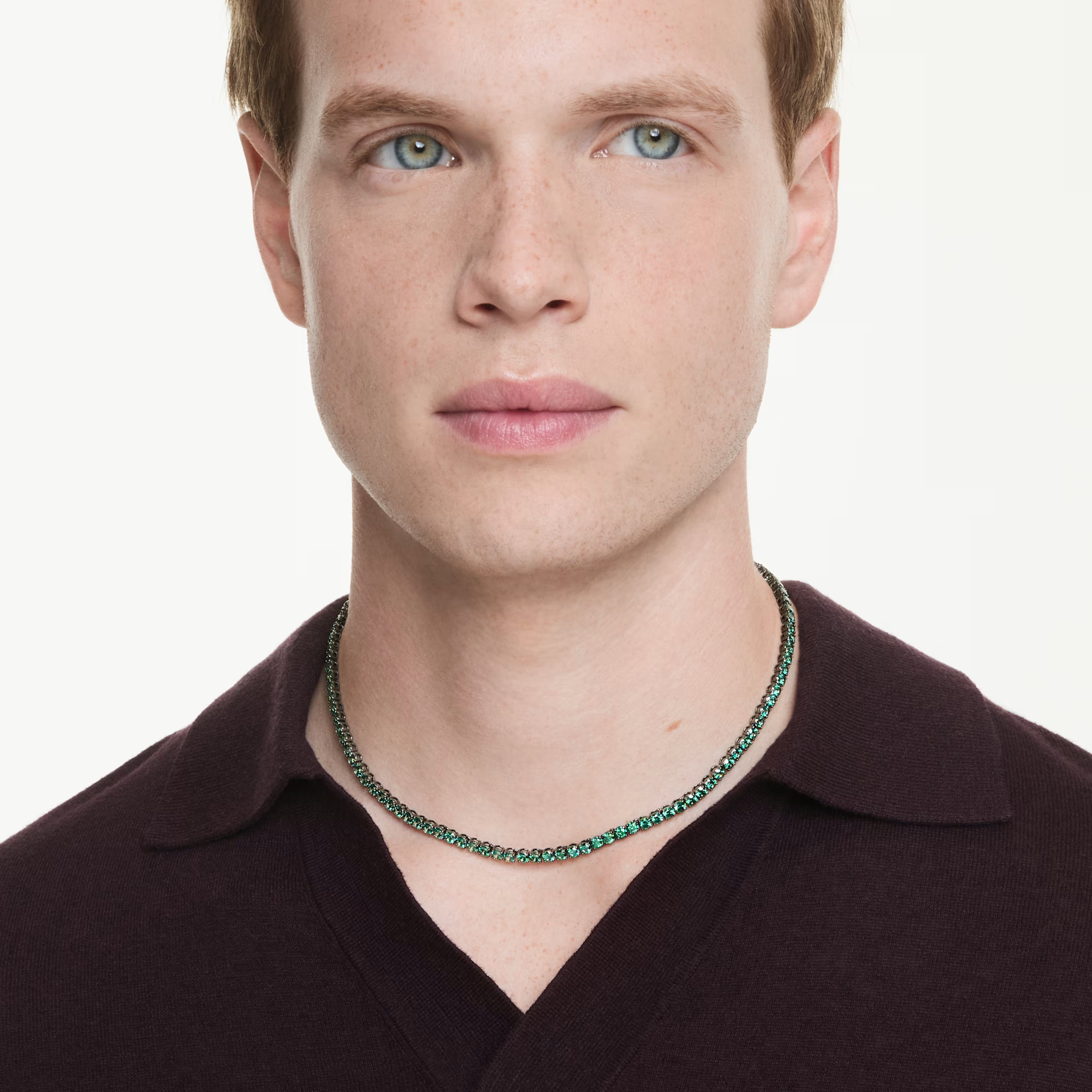 Collier Tennis Matrix Rond Vert Rhuténié – Swarovski vue 6