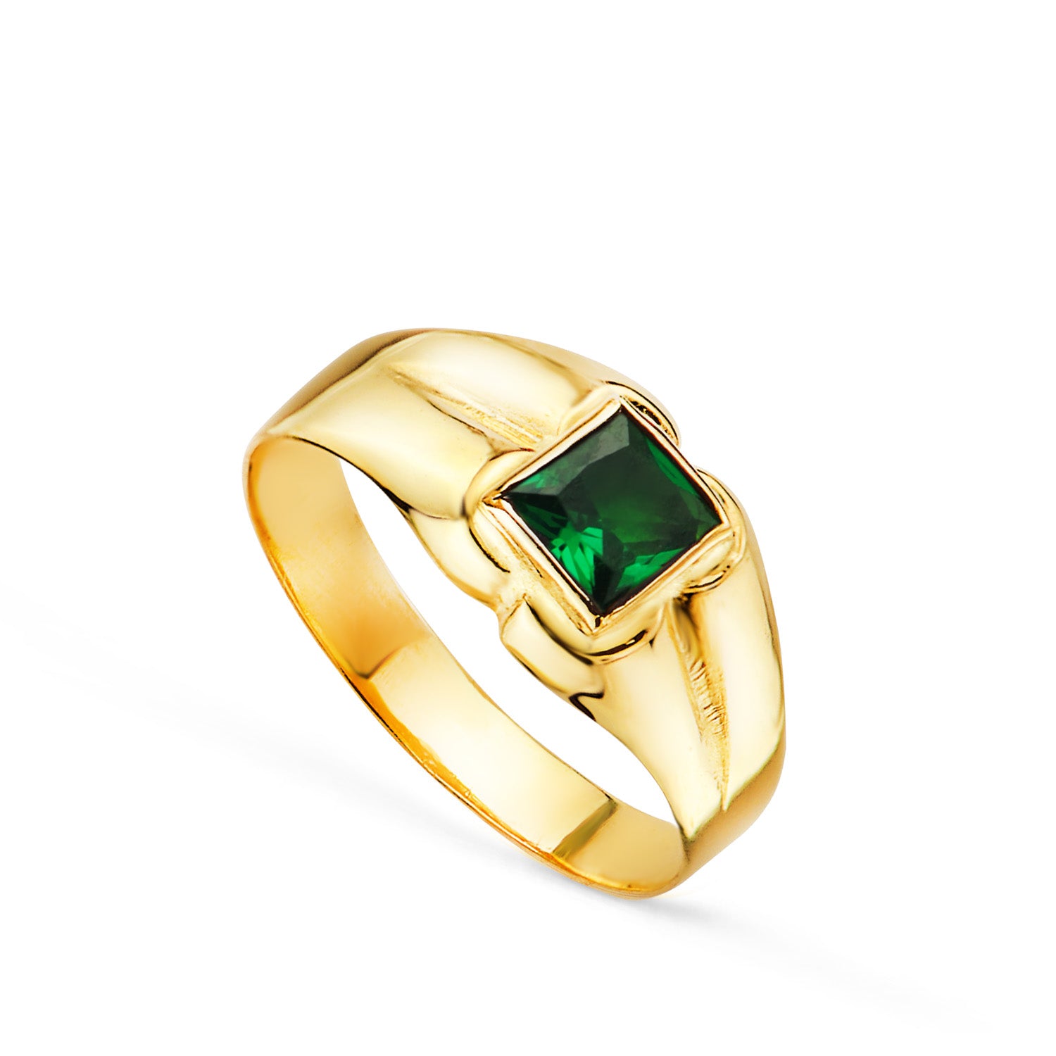 Solitaire Petit Bébé Or Jaune 18K Ou Zircone Vert Rose Carré 35MM