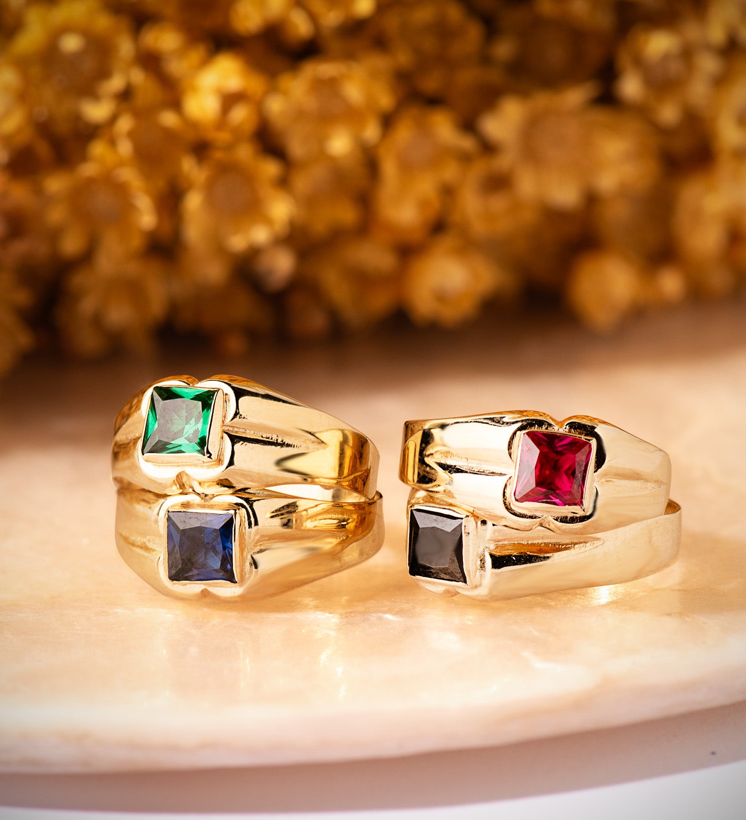 Solitaire Petit Bébé Ou Pinky Doigt Carré Or Jaune 18K Zircone Noire 35MM
