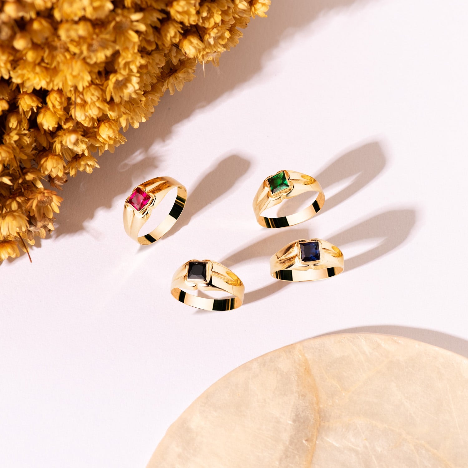 Solitaire Petit Bébé Or Jaune 18K Ou Zircone Bleu Rose Carré 35MM