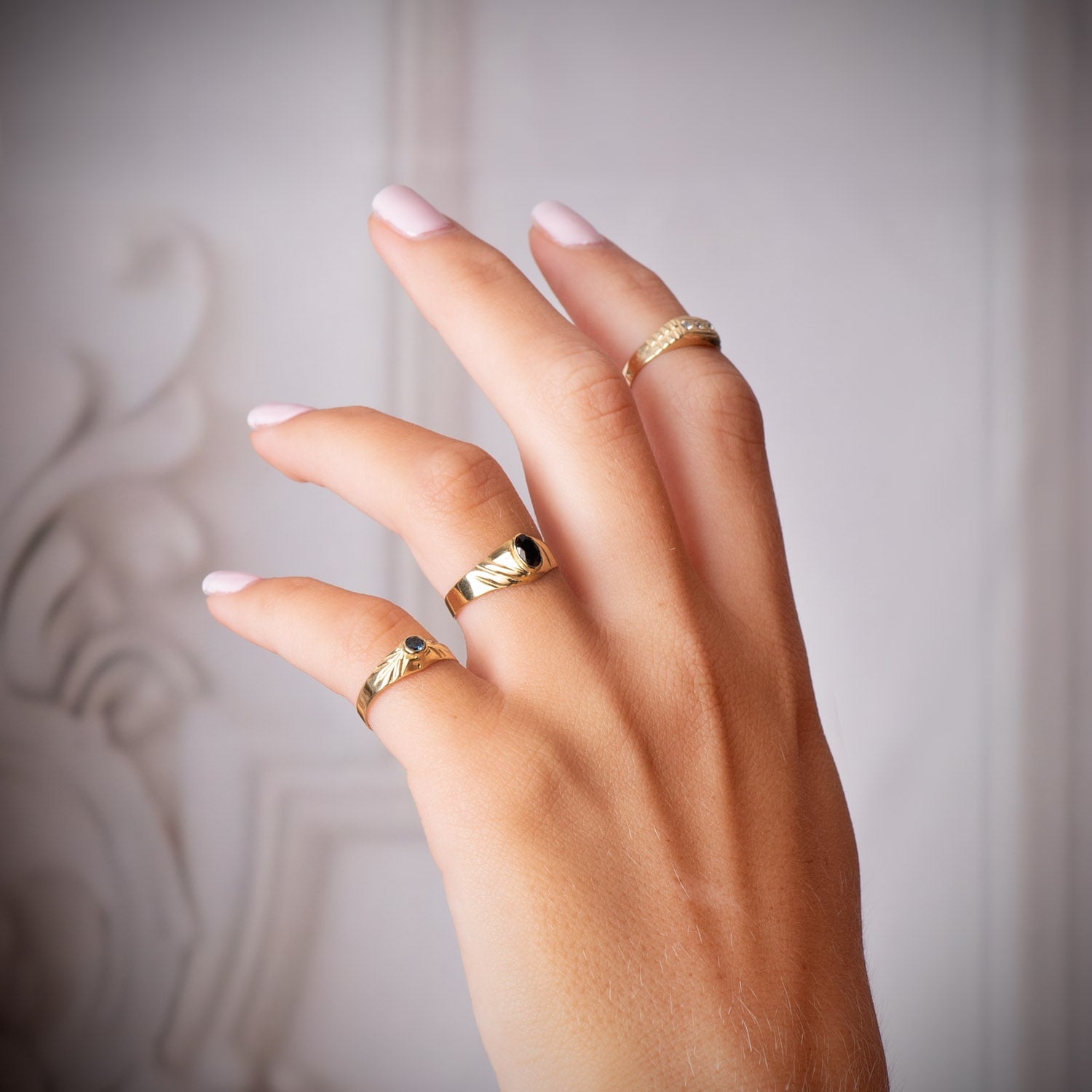 Solitaire Or Jaune 18K Petit Bébé Ou Petit Doigt Ronde Aigue-marine Zircone 2.5MM