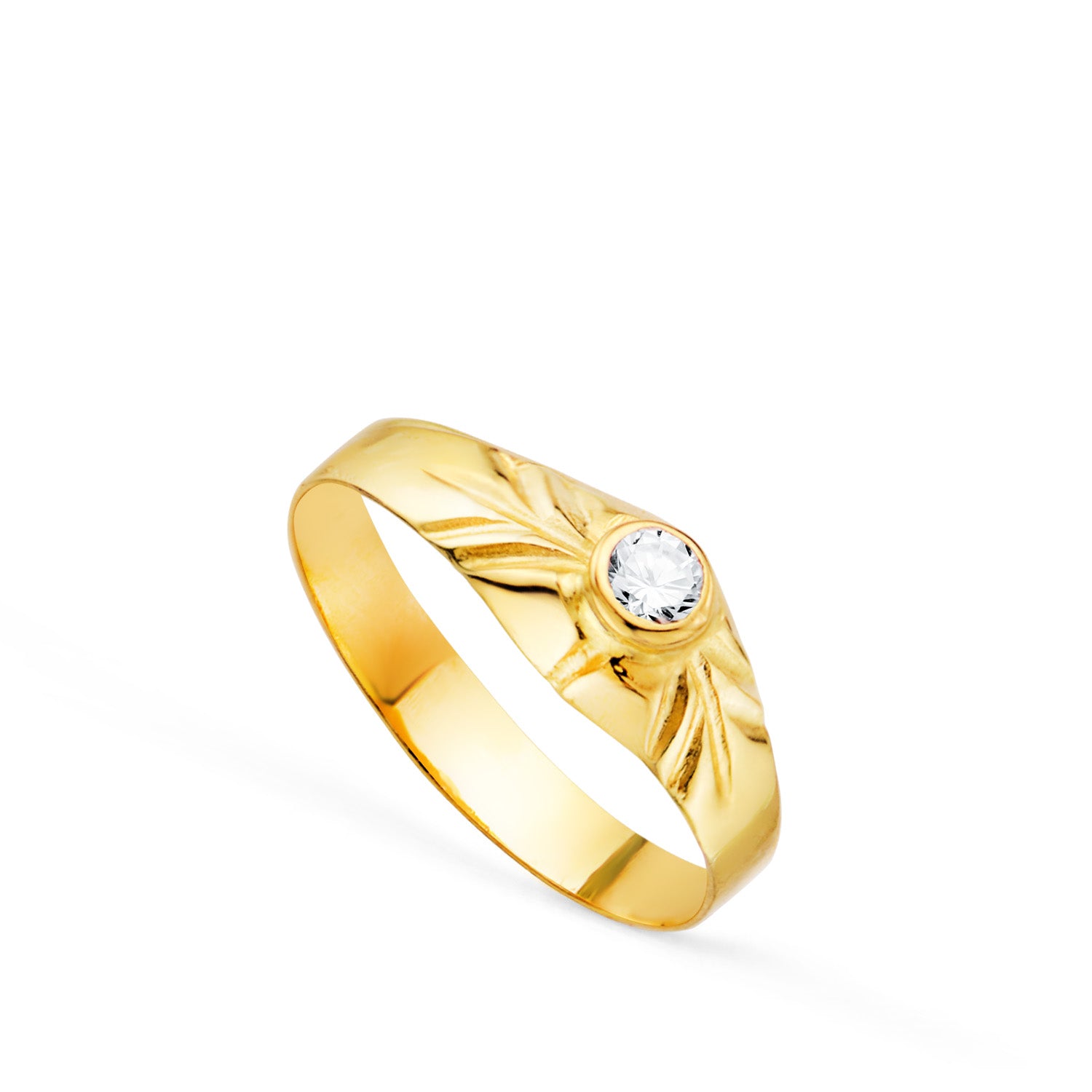 Solitaire Lille Baby Eller Pink Runde Zirconia 18K Gul Guld 2,5MM