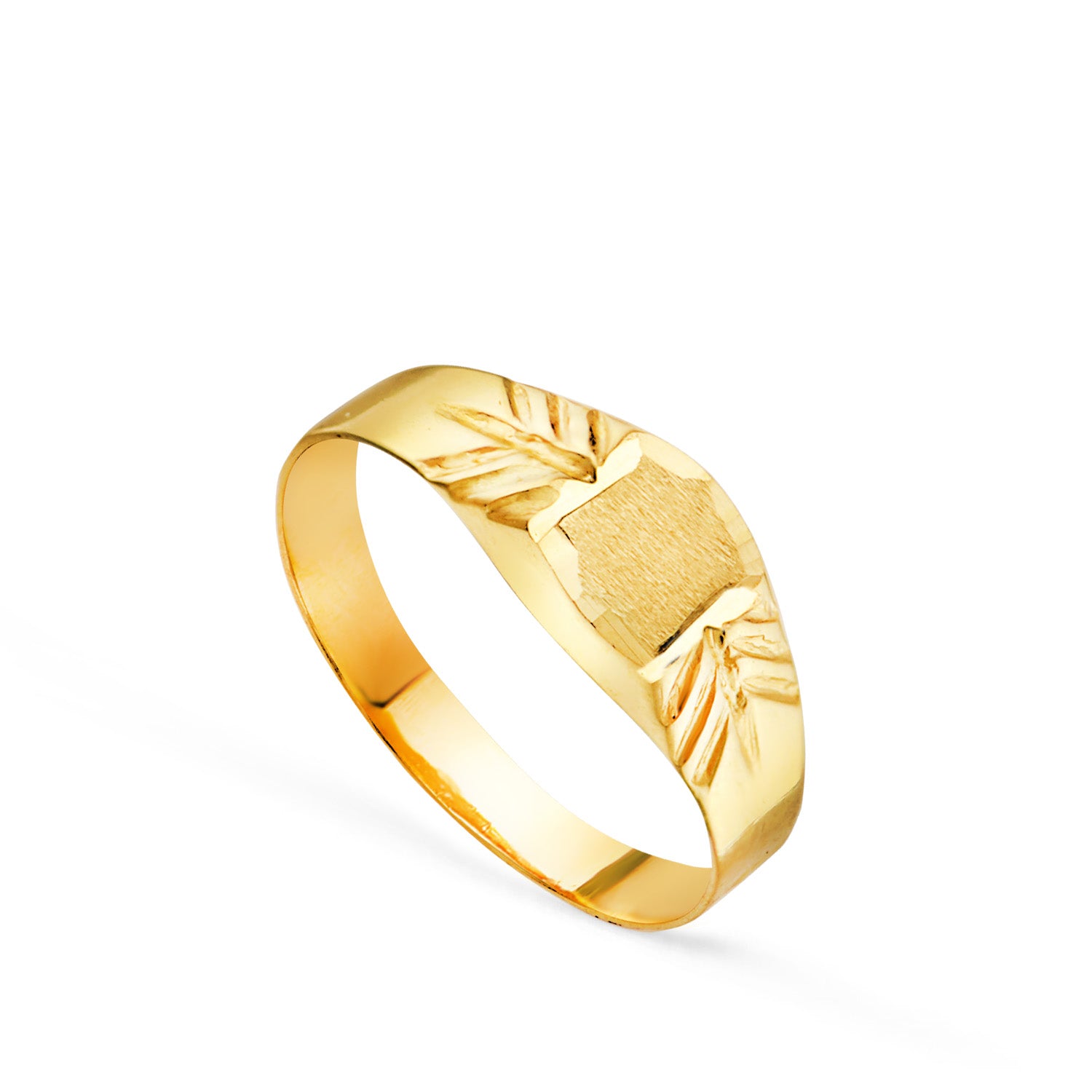 Chevalier Or Jaune Creux 18K pour Bébé Ou Carré Pinky Zone de Gravure : 4X4MM