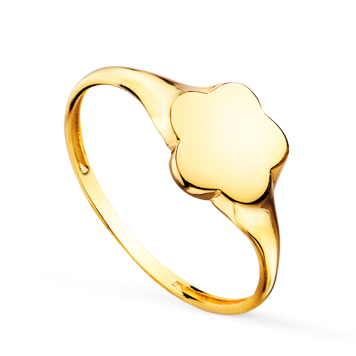 Chevalière Femme Fleur Or Jaune 18 Carats