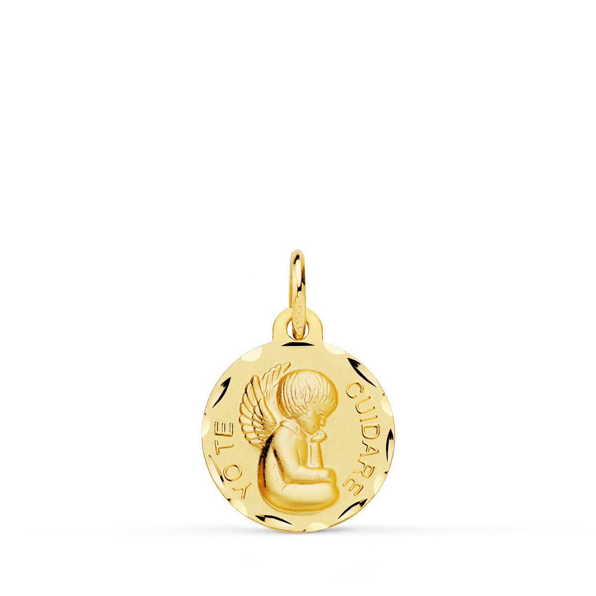 Médaille Ange en Or Jaune 18K "ill Take Care Of You" Sculptée Taille : 14 mm