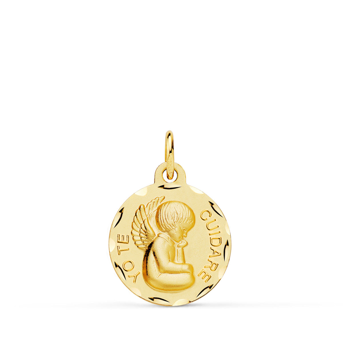 Médaille Ange en Or Jaune 18K "ill Take Care Of You" Sculptée Taille : 16 mm