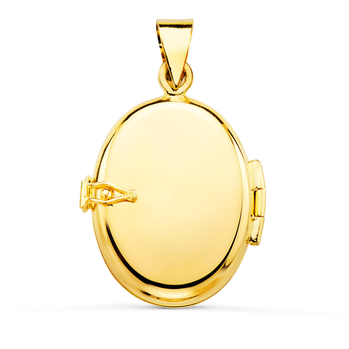Pendentif Porte Photo Ovale Sculpté Or Jaune 18K 26X21 mm