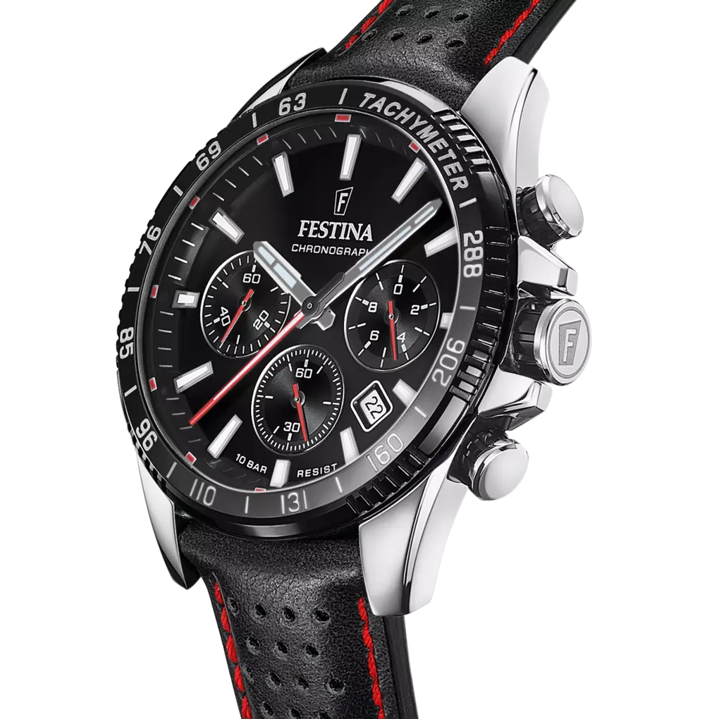 ساعة فيستينا للرجال TIMELESS CHRONOGRAPH بحزام جلدي فولاذي | F20561/4