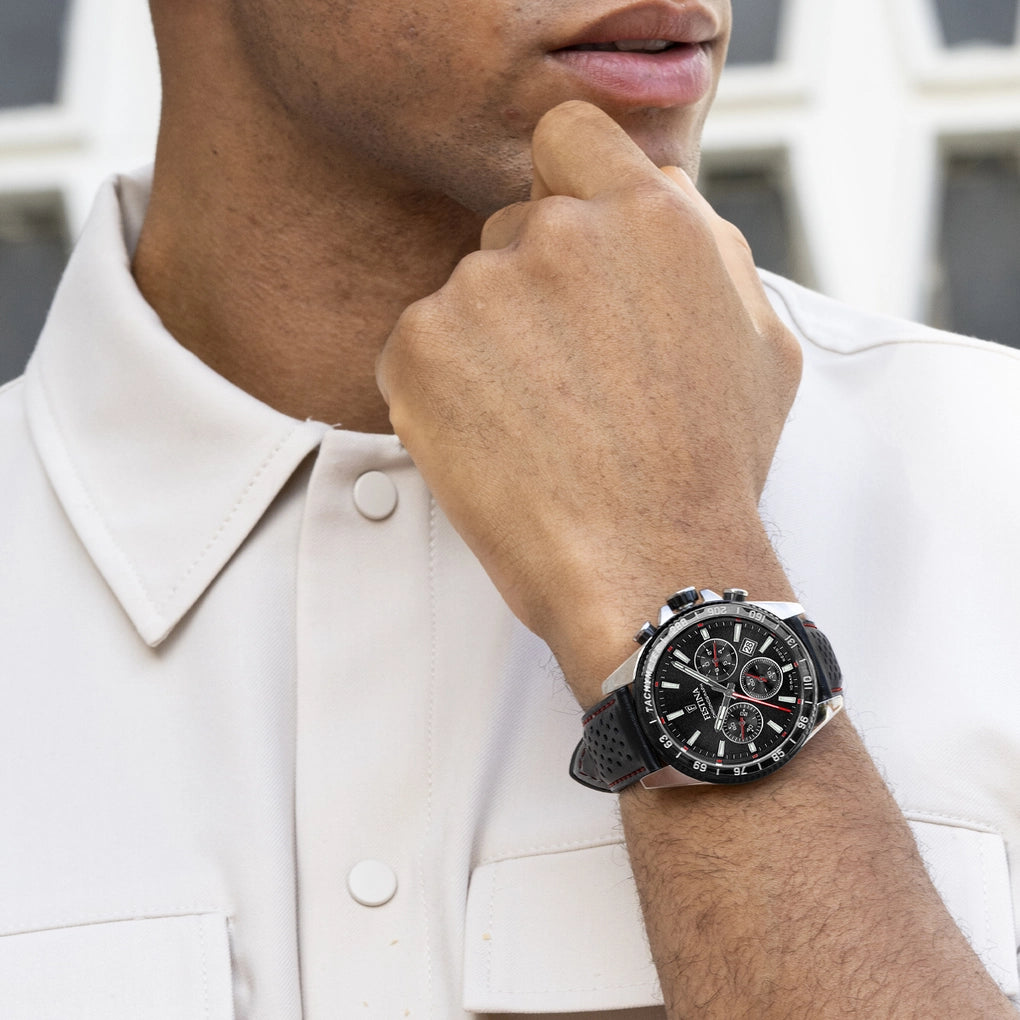 ساعة فيستينا للرجال TIMELESS CHRONOGRAPH بحزام جلدي فولاذي | F20561/4