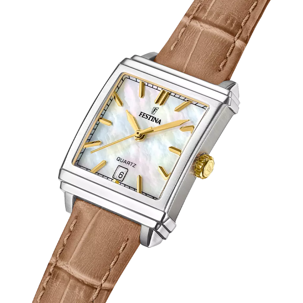 On The Square - Model F20682/4 - Beige & Gold - Festina Watch