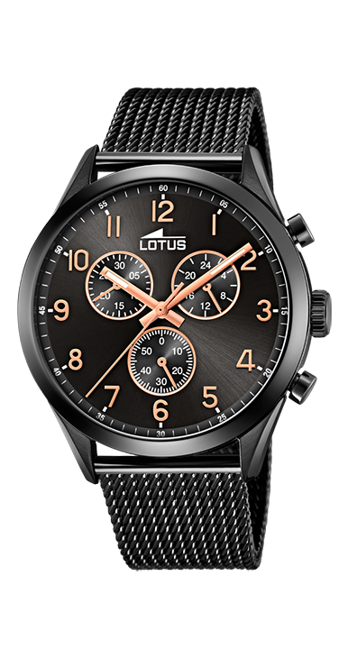 Minimalista Modelo 18639/1 Rosé negro y dorado Lotus Watch