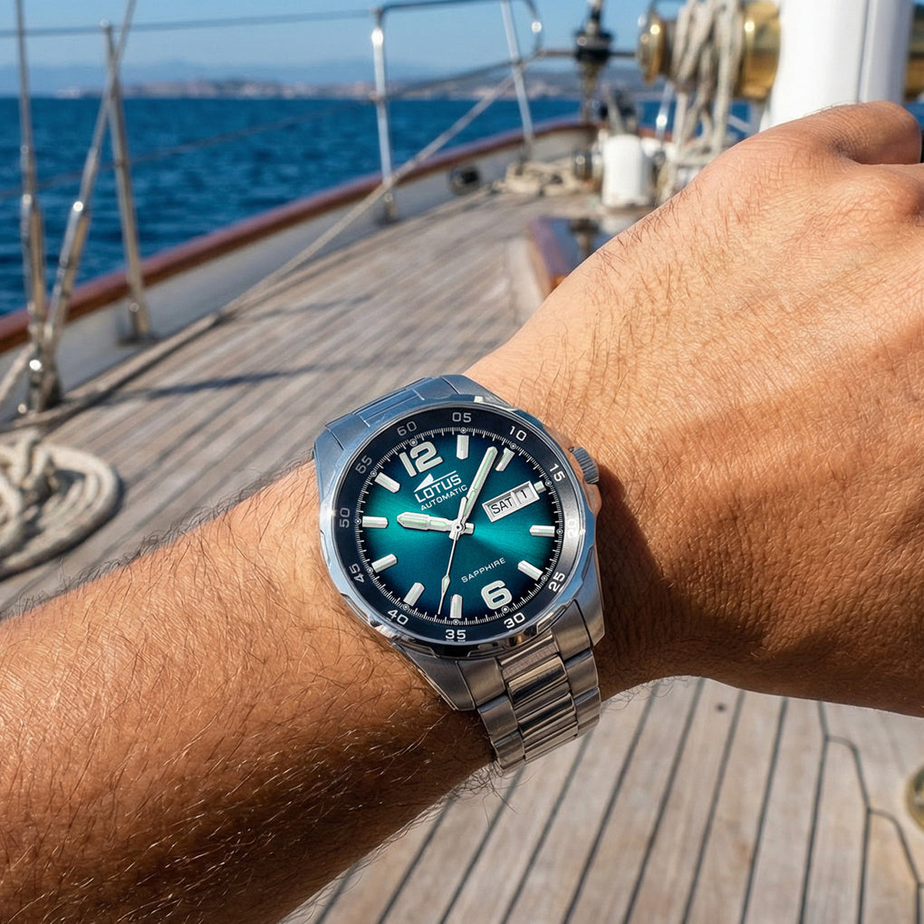 Automatisch horloge met blauwe wijzerplaat – heren | Lotus