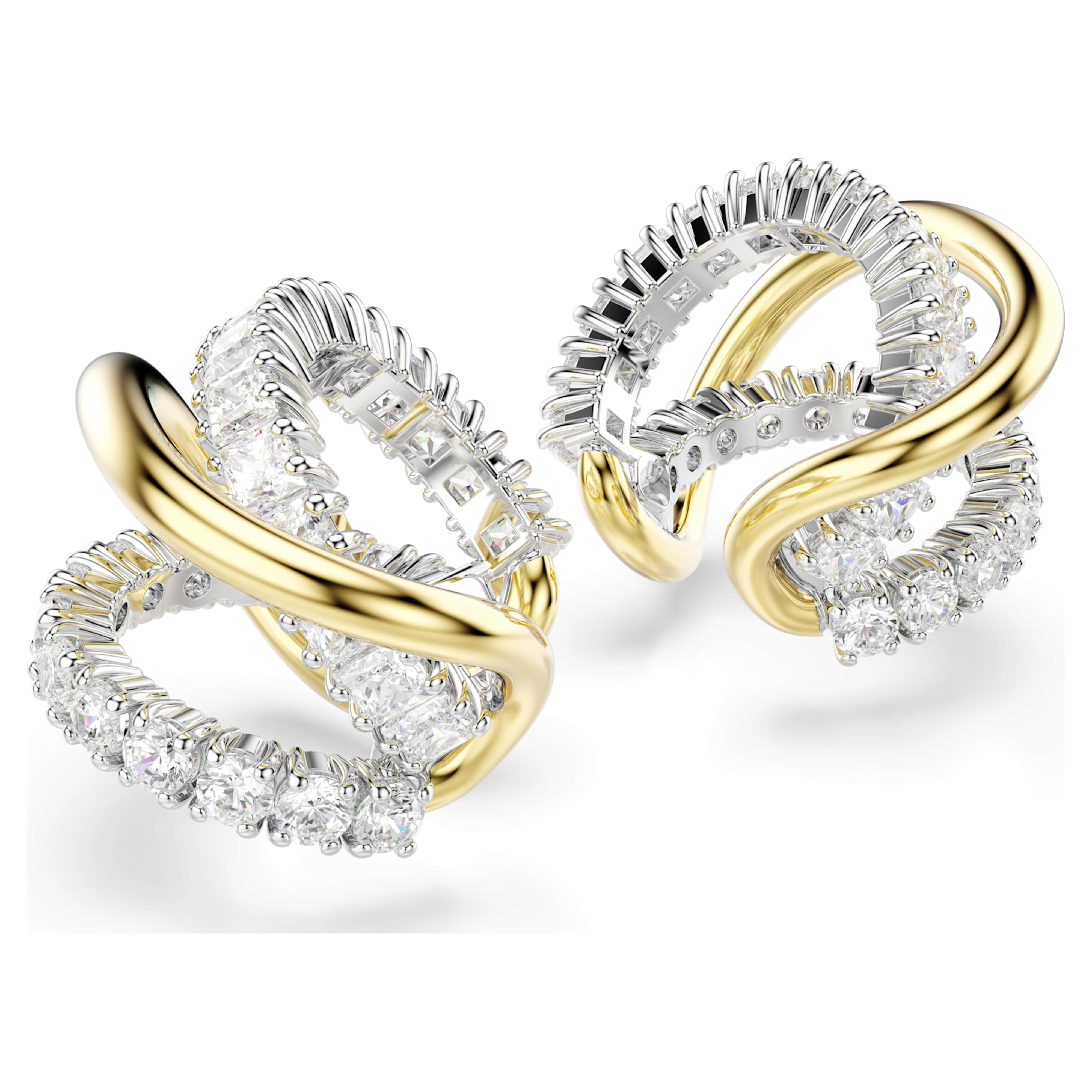 Σκουλαρίκια Swarovski - Hyperbola - Διάφορα μεγέθη - Λευκό & Μικτό μεταλλικό φινίρισμα άποψη 3