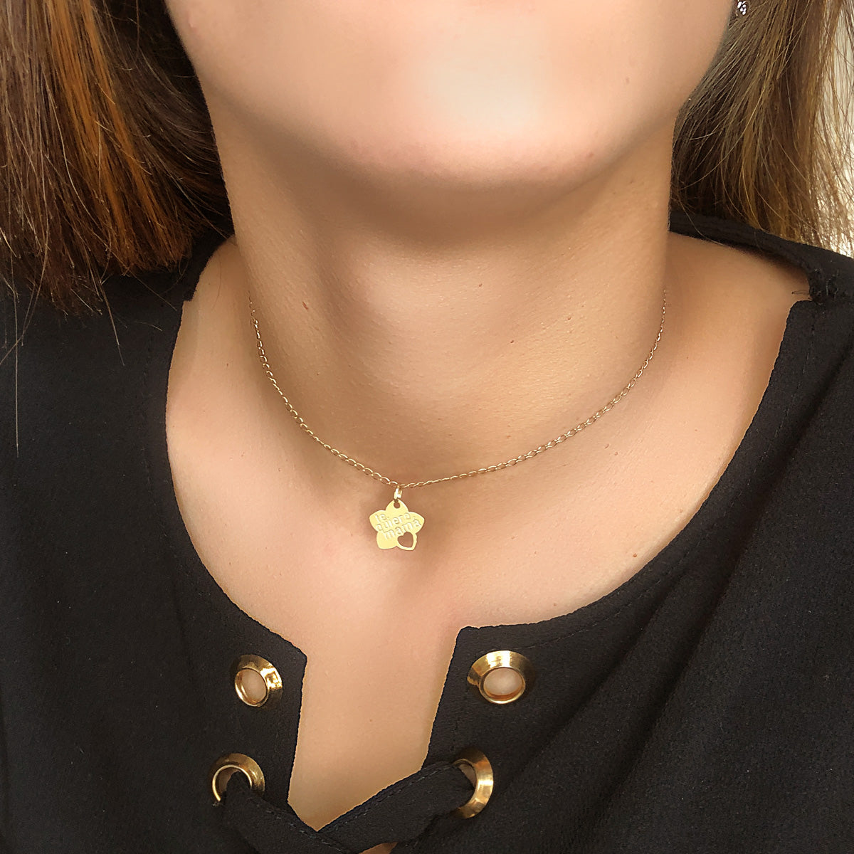 18K Pendentif en Or Jaune Fleur 15X14 mm