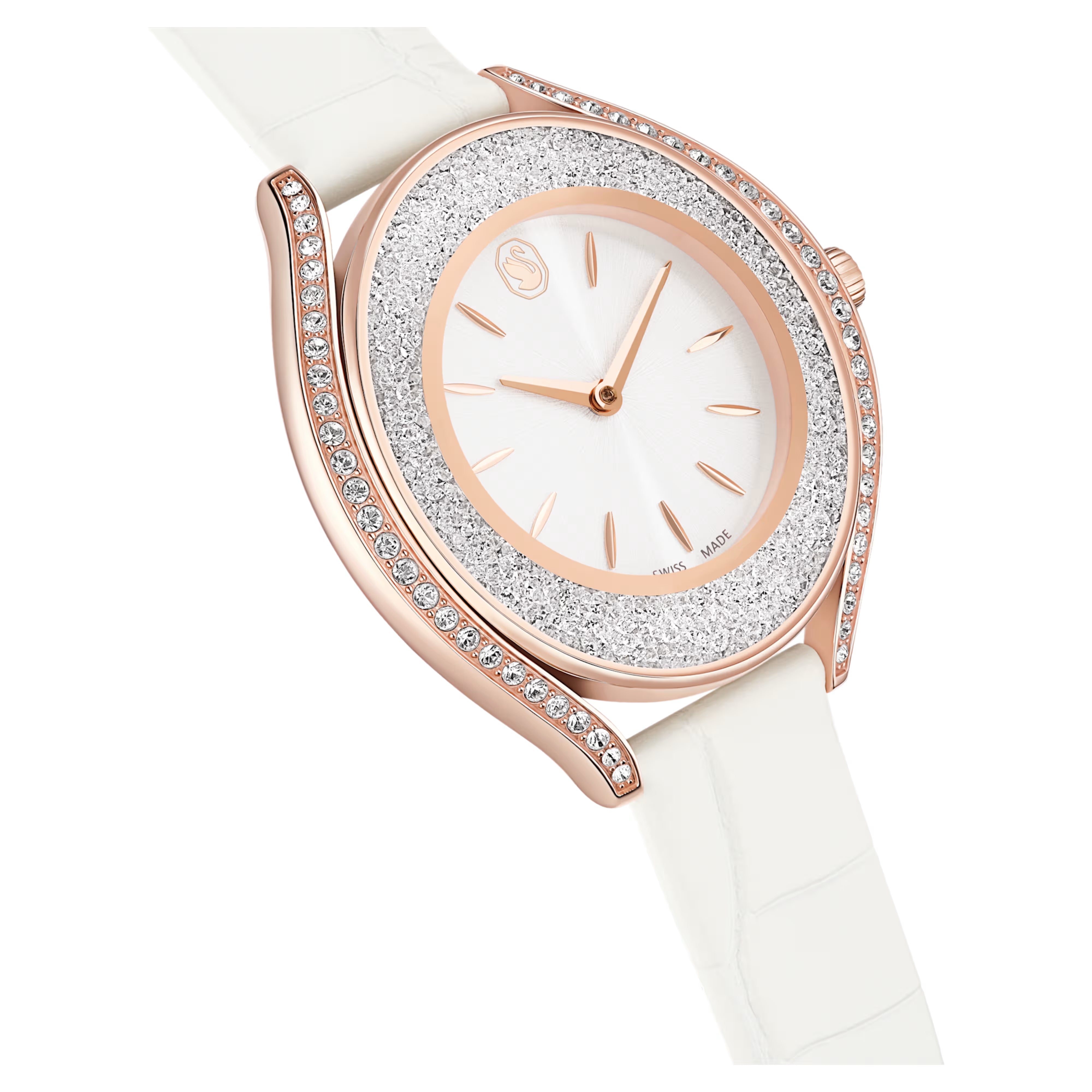 Crystalline Aura - Rose gold - White leather - Watch - Swarovski