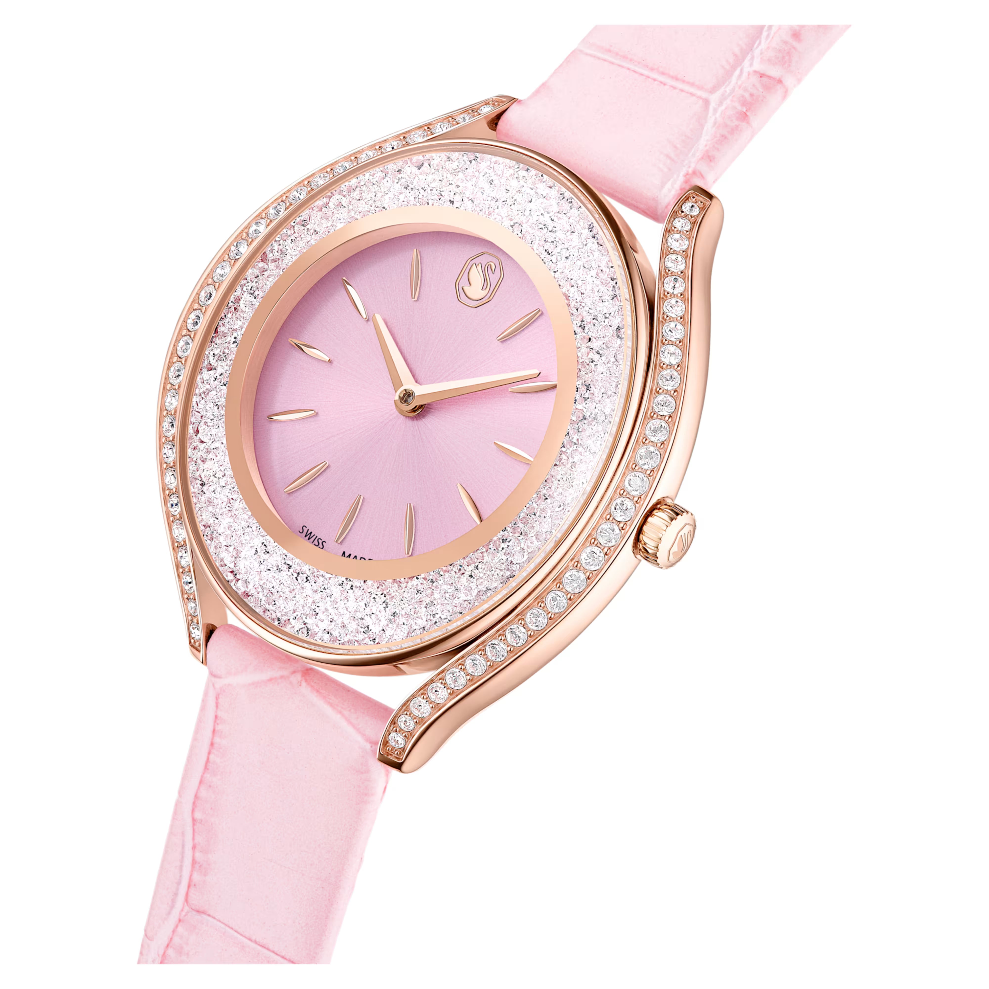 Crystalline Aura - Or rose - Cuir rose - Montre - Swarovski