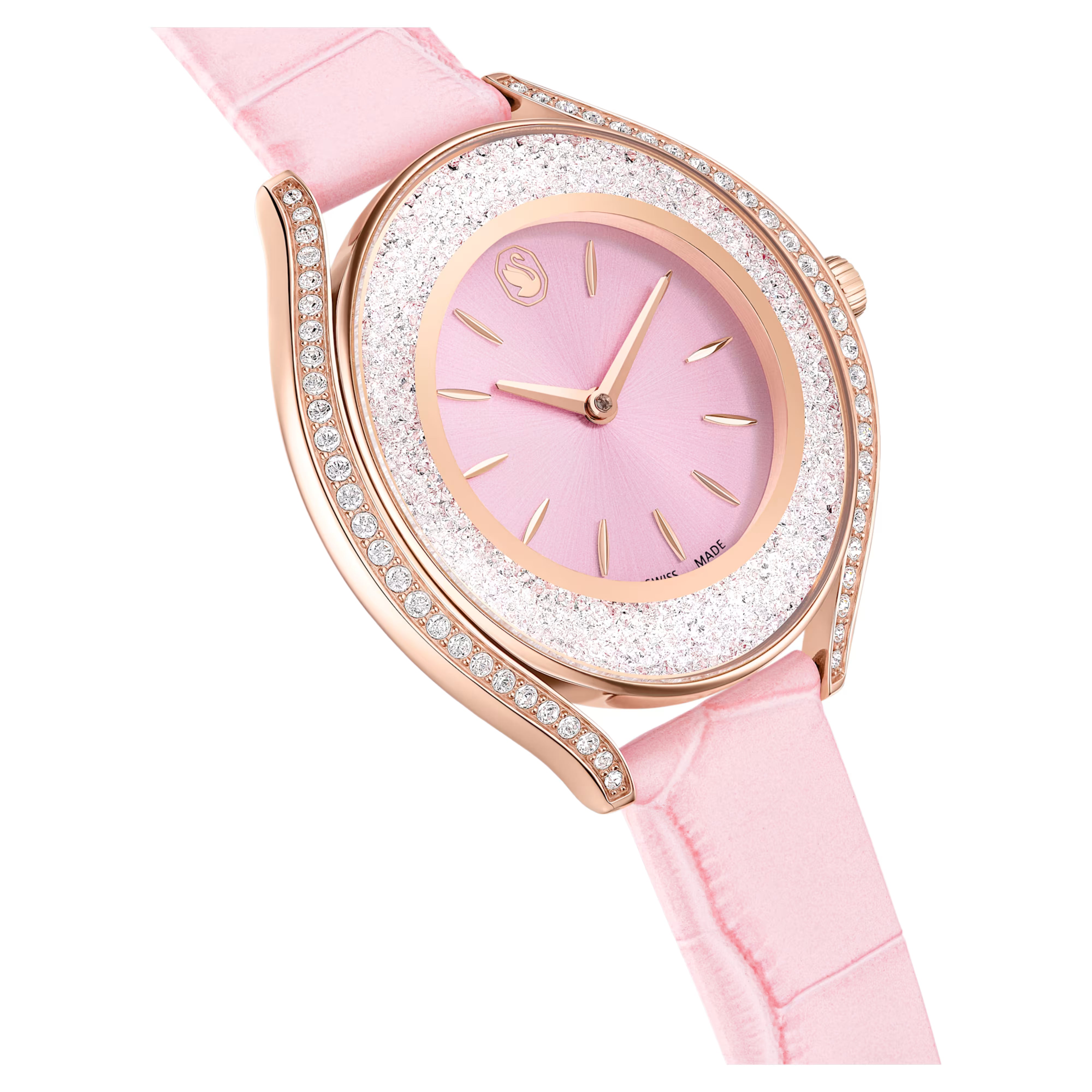 Crystalline Aura - Or rose - Cuir rose - Montre - Swarovski