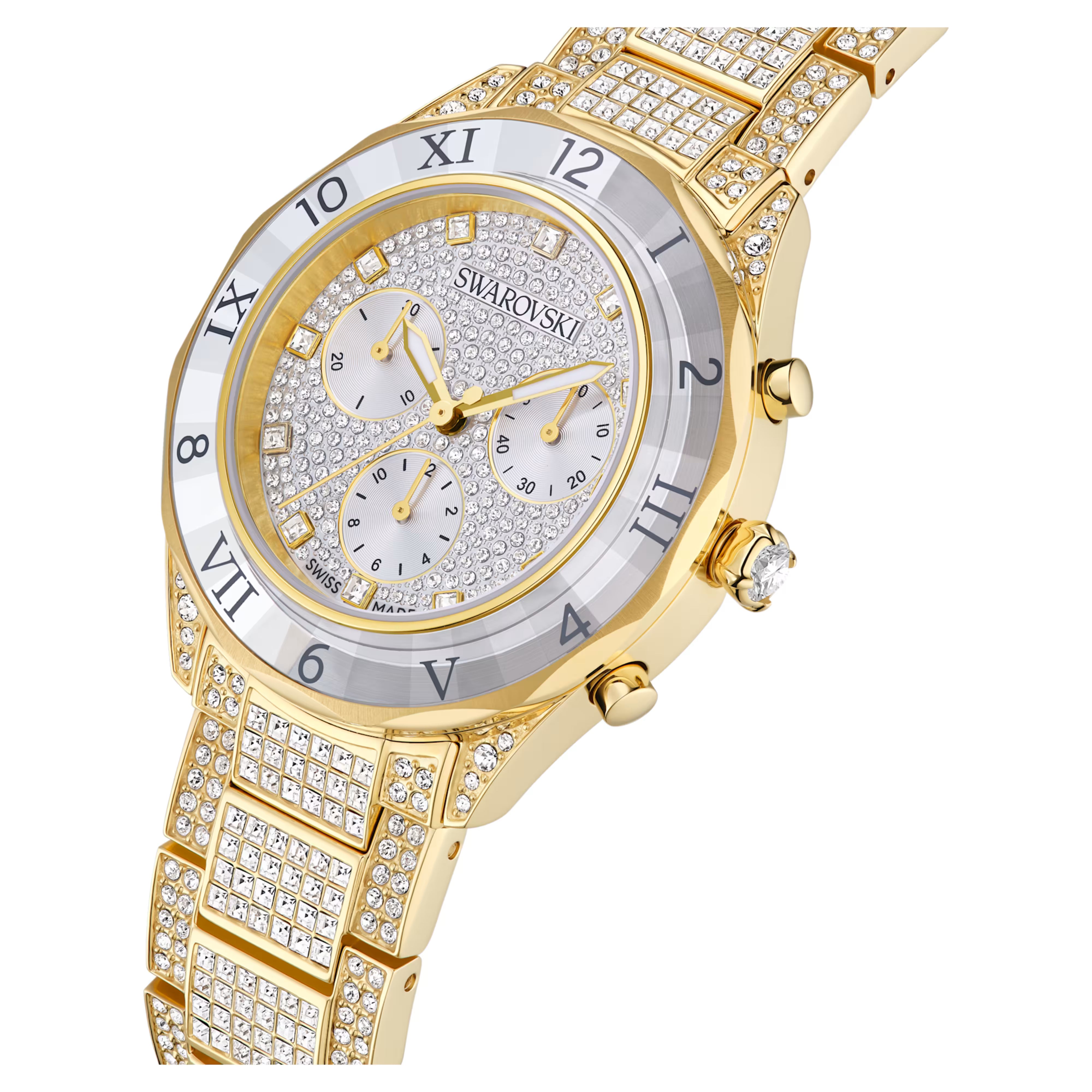 Dextera Lux Crystal White Gold Watch – Swarovski