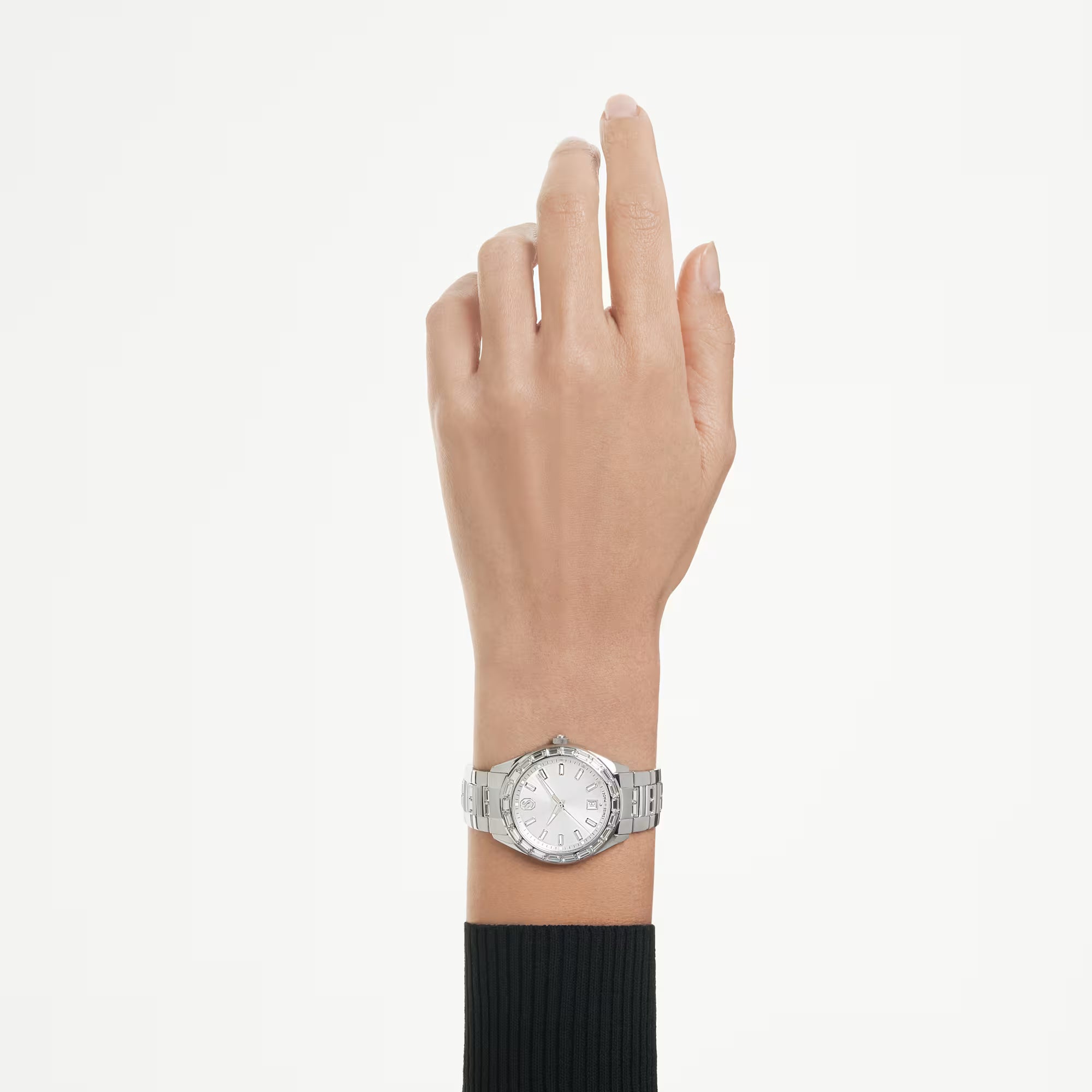 Swarovski Klocka - Matrix Date - Metallarmband - Vit Urtavla - Silver Stål