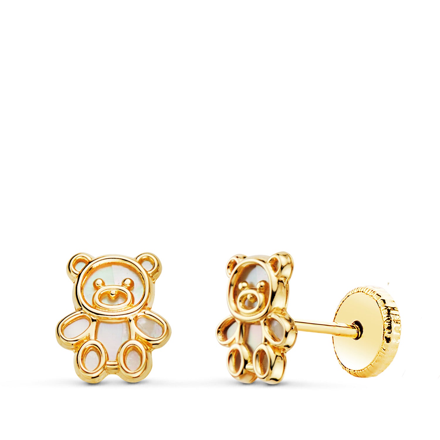 Boucles d'oreilles Or Jaune 18K Silhouette Dours à Lintérieur Nacara 7 X 6 mm Fermoir à à Vis