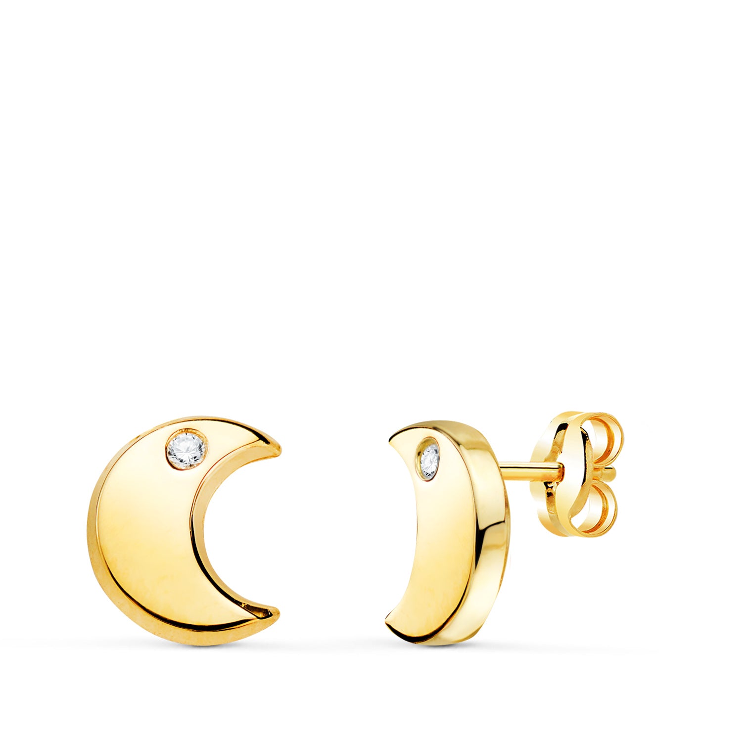 Orecchini Luna e Zirconi 18K 9X8 mm