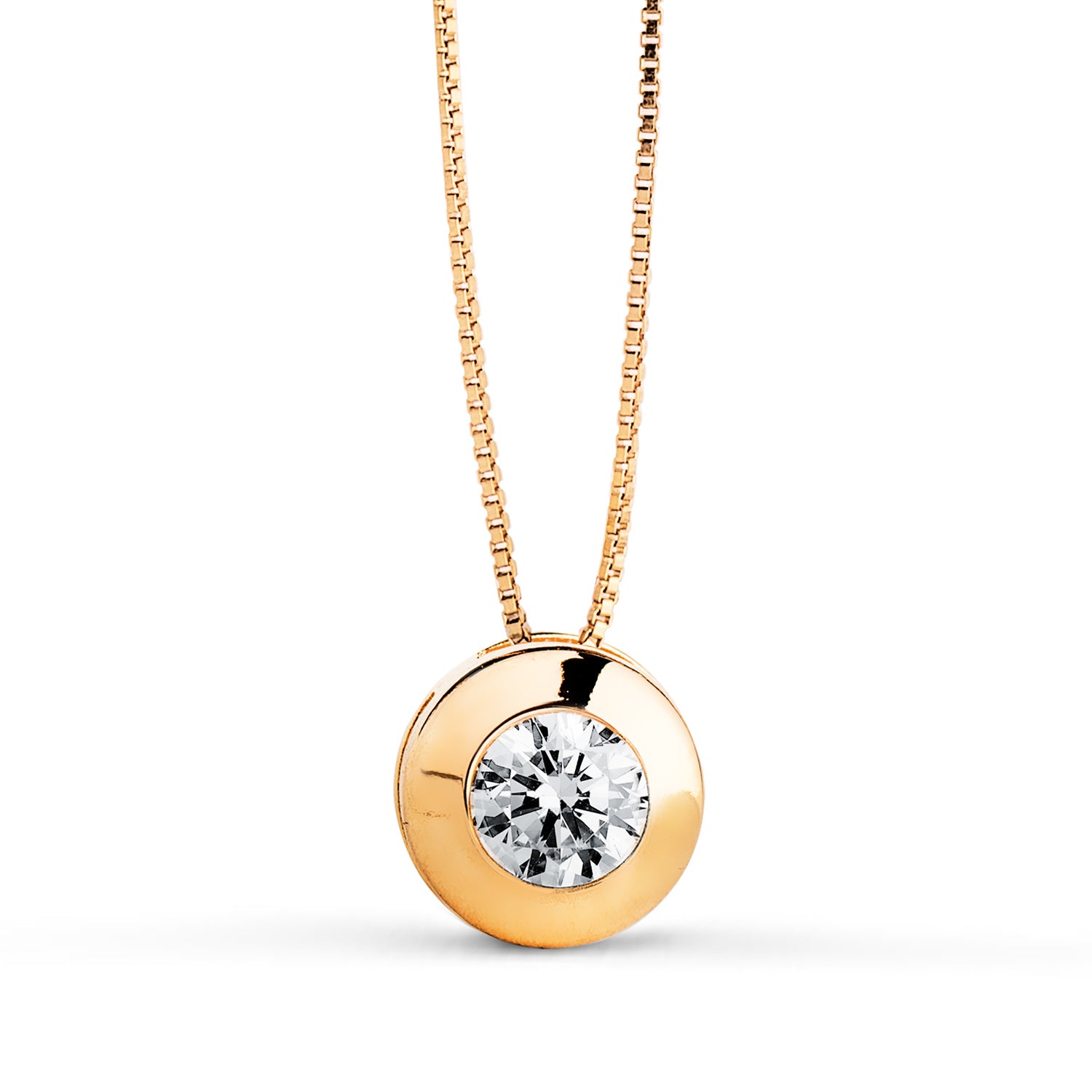 Collier Or Jaune 18K avec Chaton et Zircone Largeur : 7 mm Chaîne 42CM