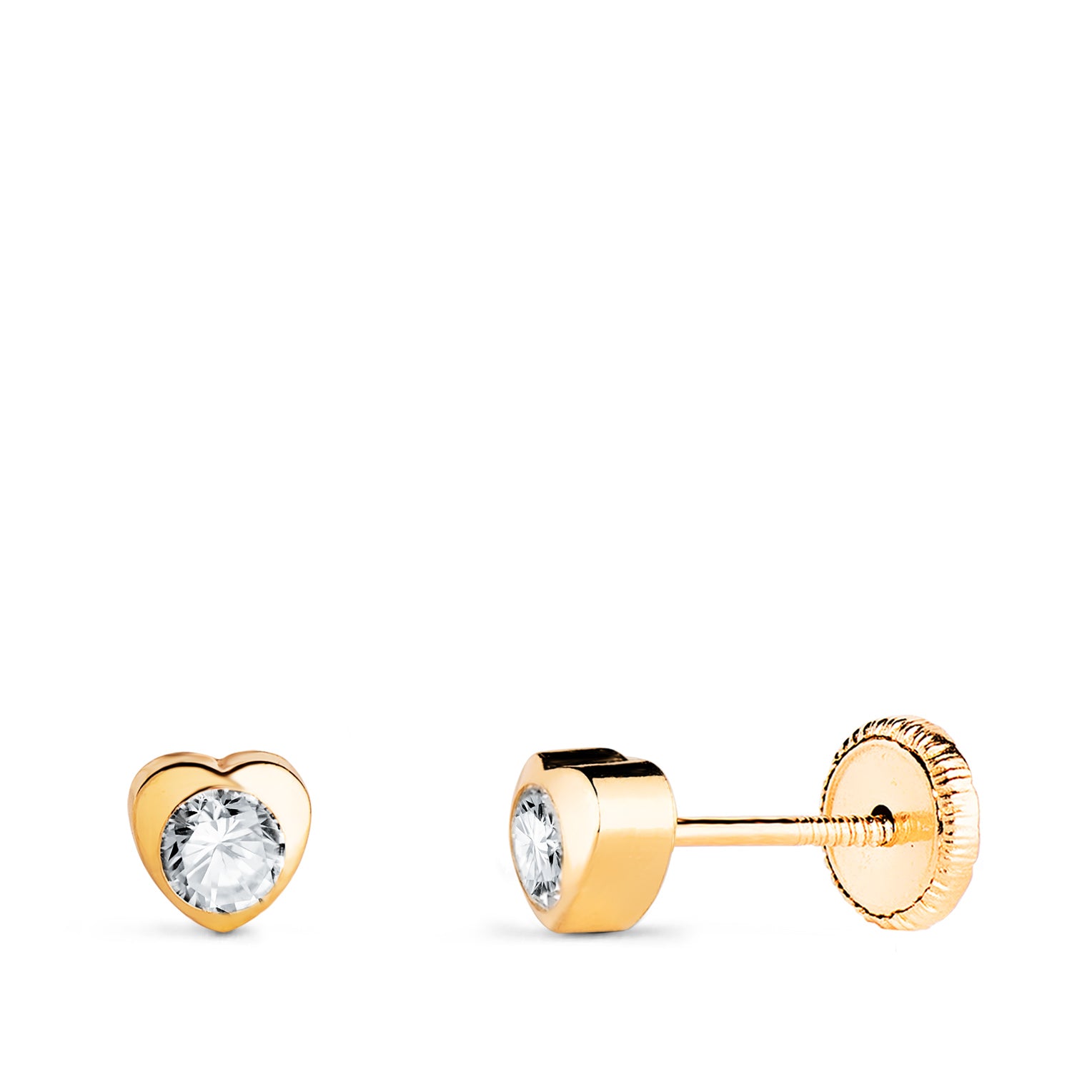 Boucles d'oreilles en Or Jaune 18K avec Zircon Taille : 4 X 4 mm Fermoir a Vis