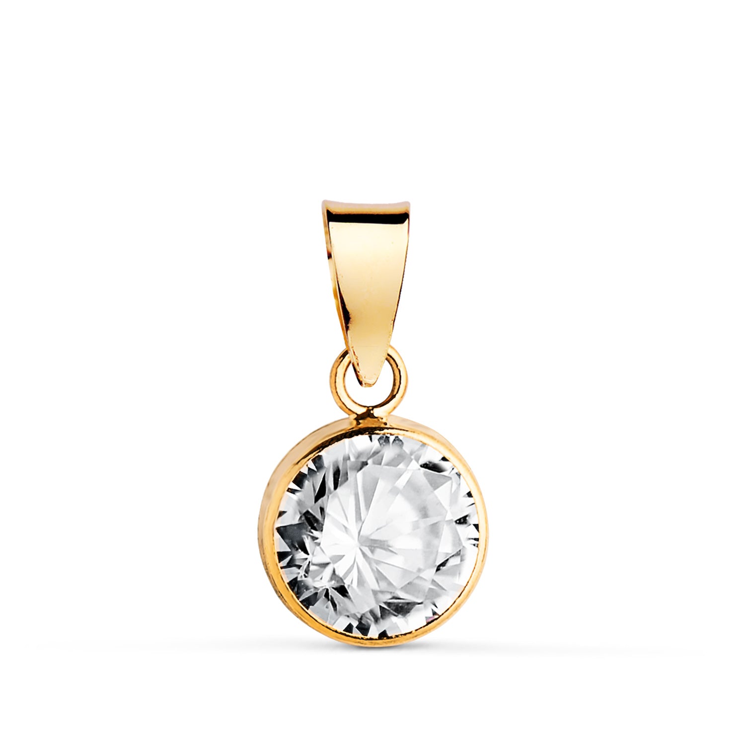 Pendentif Chaton en Or Jaune 18K avec Zircon Largeur : 7,5MM