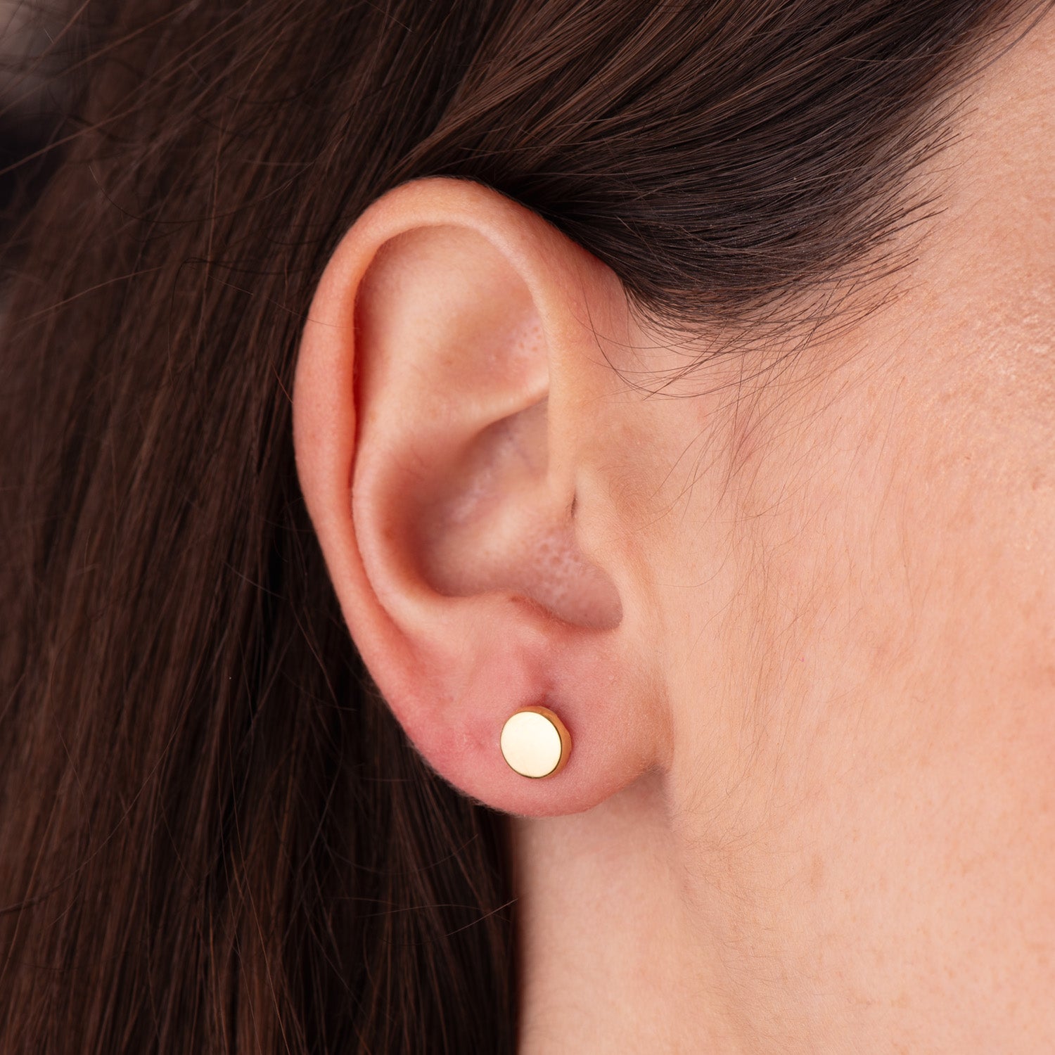 Boucles d'oreilles Rondes Brillantes Or Jaune 18K 6,5 mm Fermoir a Vis