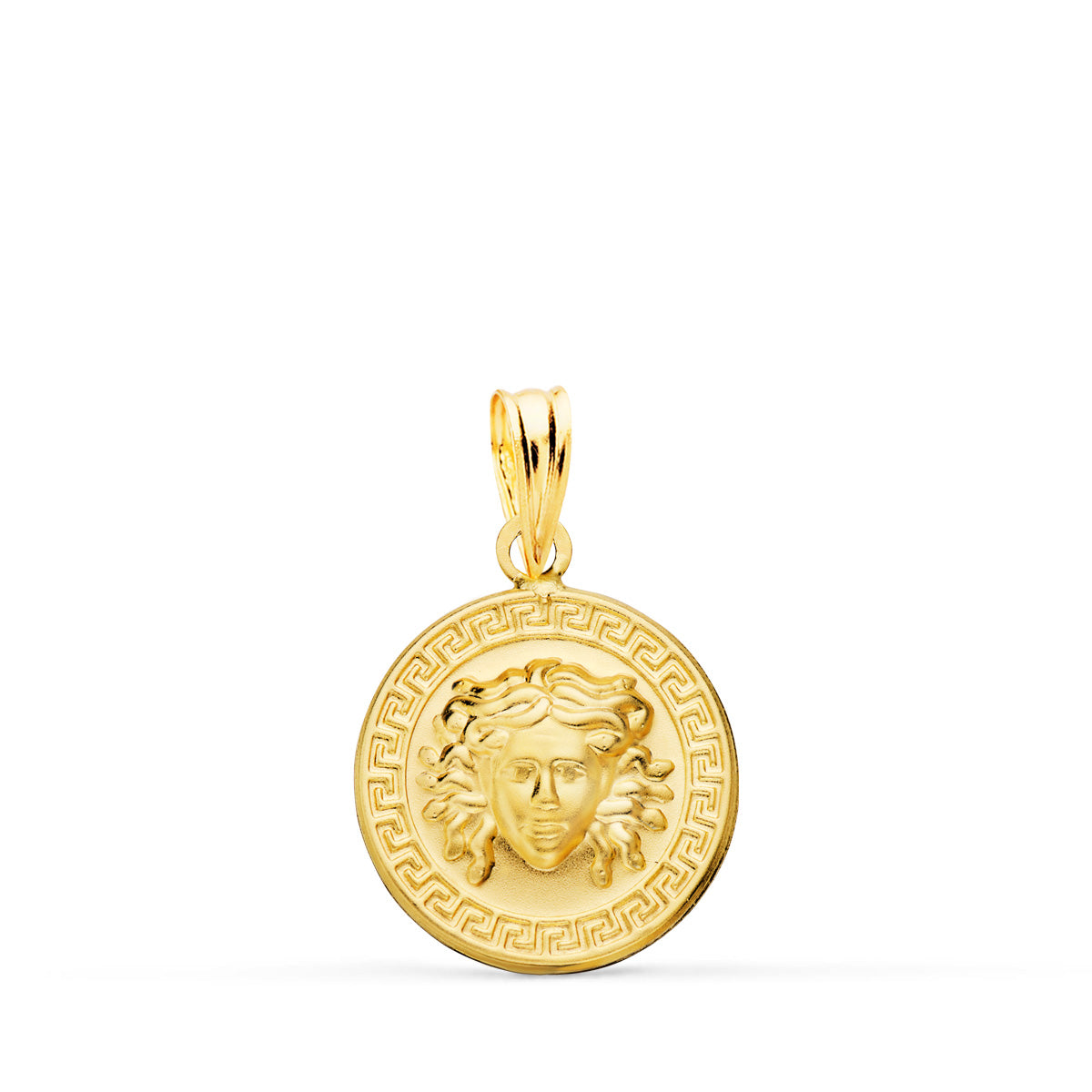 18K gult gull gresk motiv omgitt Medusa anheng 15MM