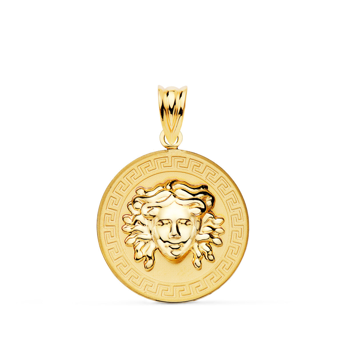 18K gult gull gresk motiv omgitt Medusa anheng 20MM