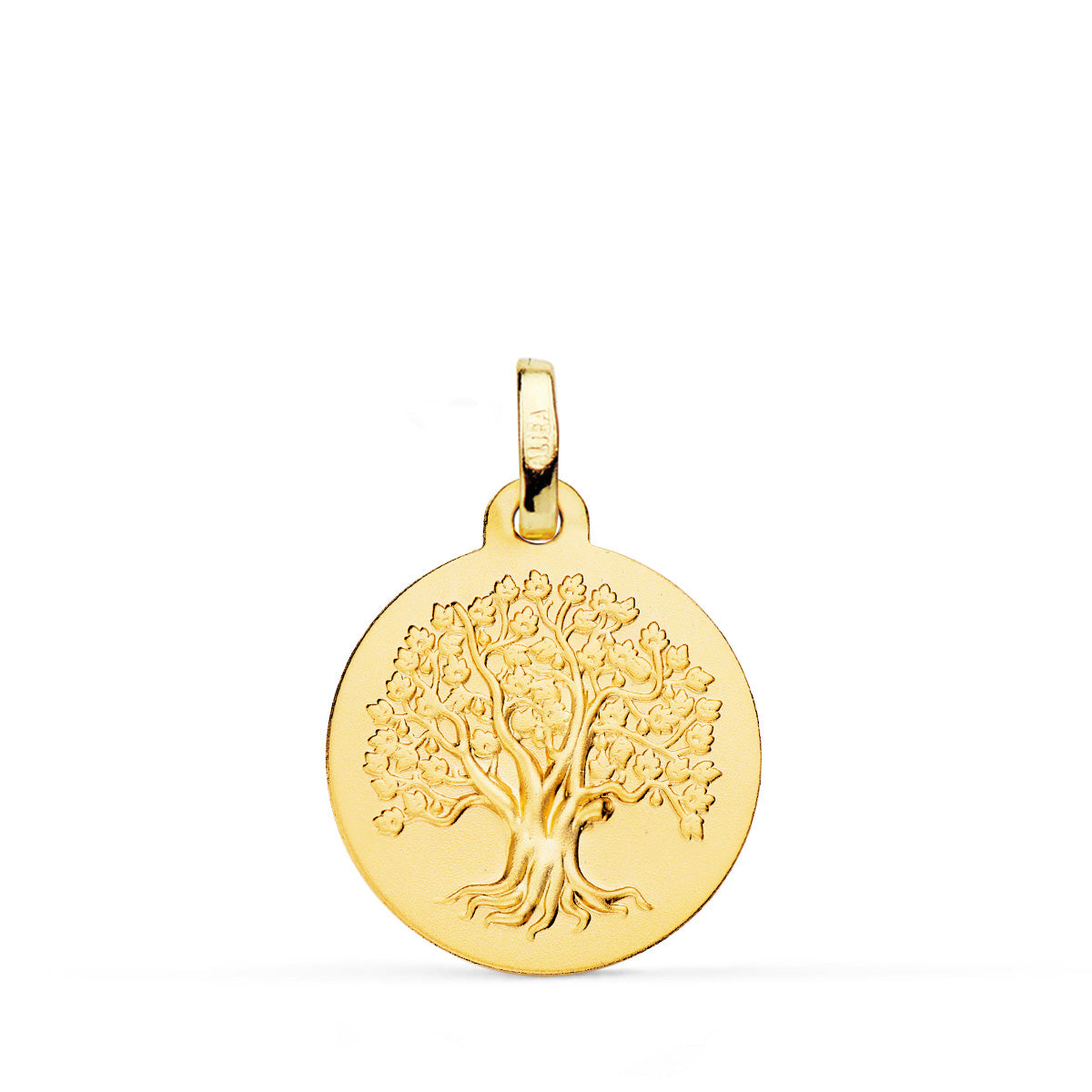 18K Médaille en Or Jaune Arbre de Vie Mate. 18 mm